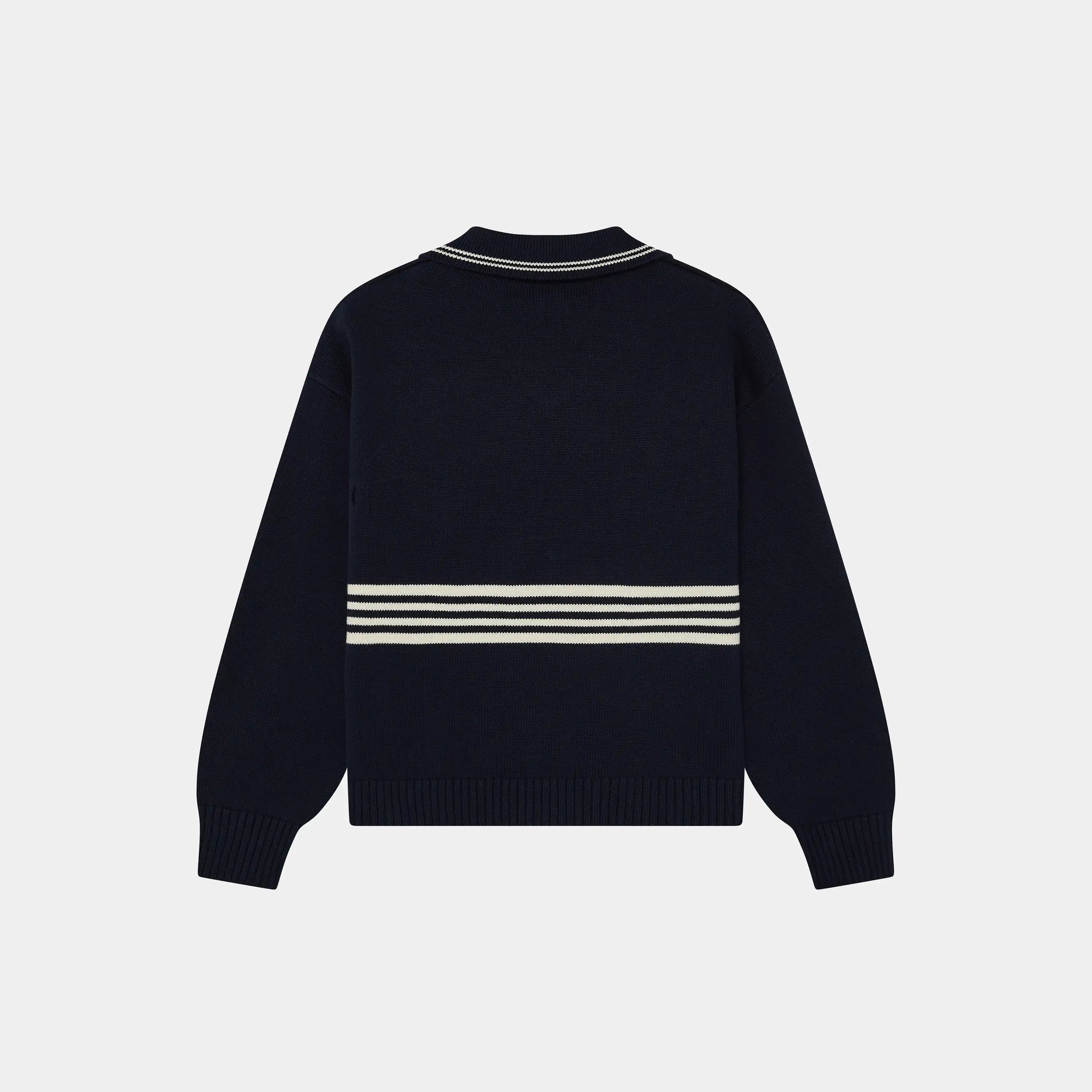 Pivot Navy Knit Polo Knitwear Eme Studios