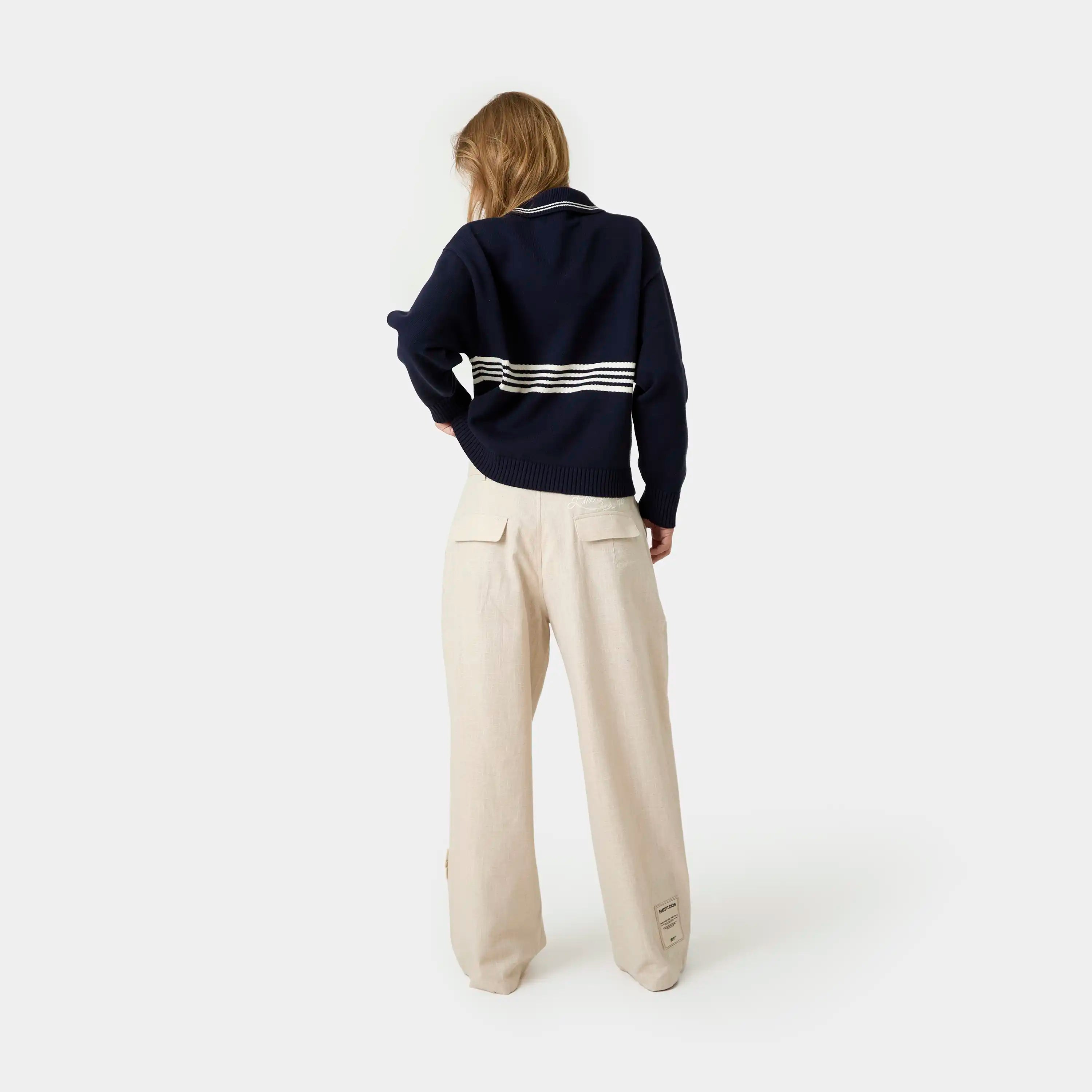Pivot Navy Knit Polo Knitwear Eme Studios