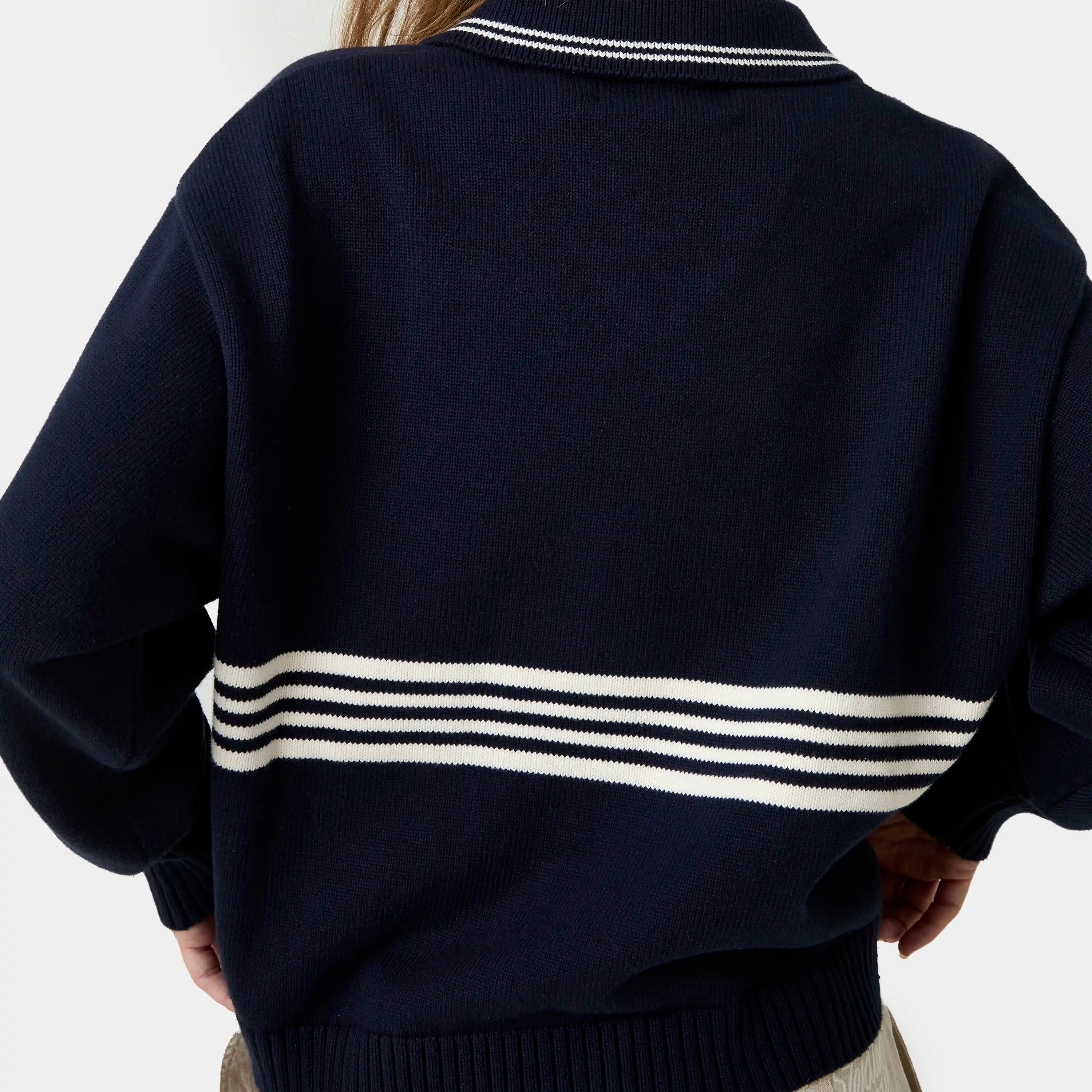 Pivot Navy Knit Polo Knitwear Eme Studios