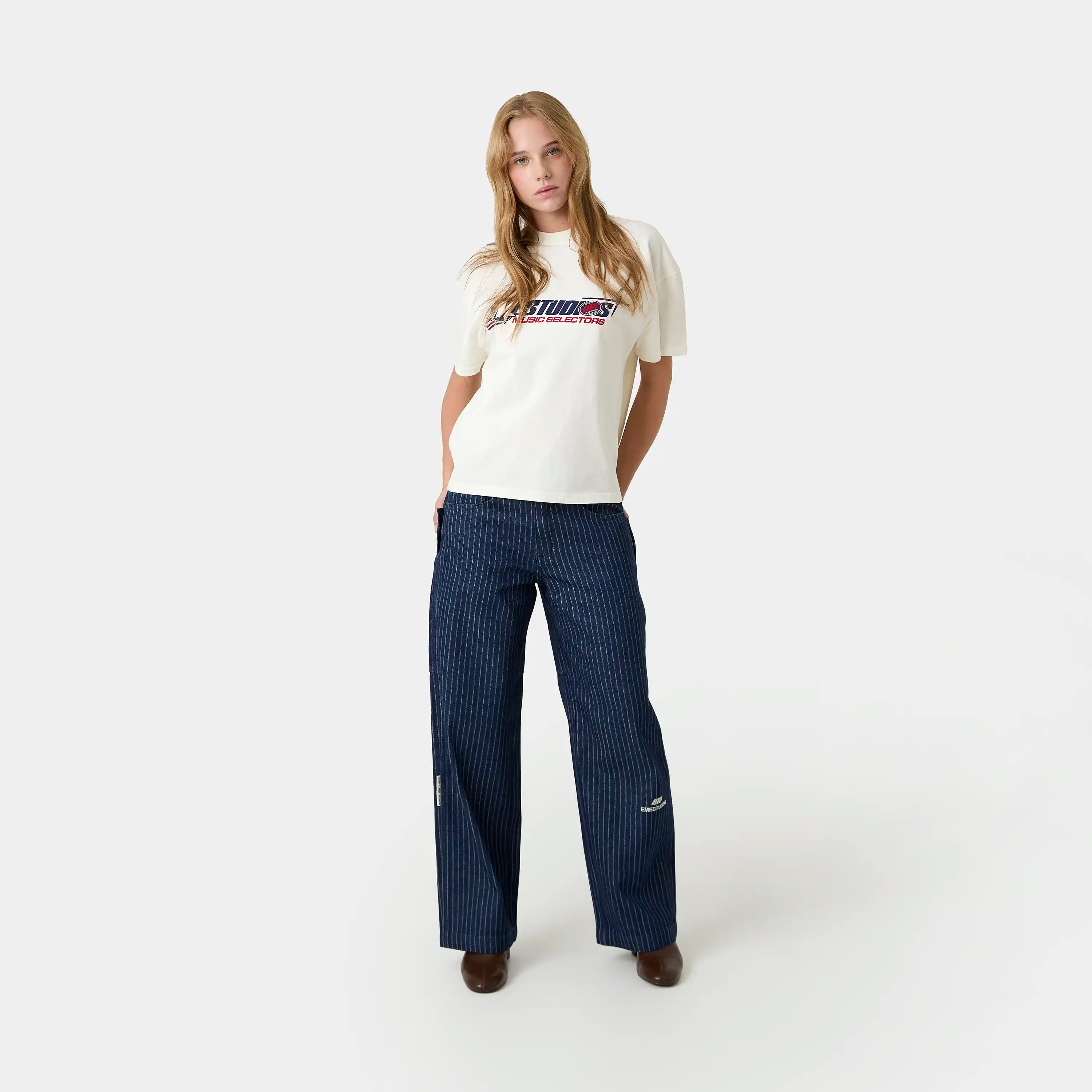 Trip Navy Denim Pants Pants Eme Studios