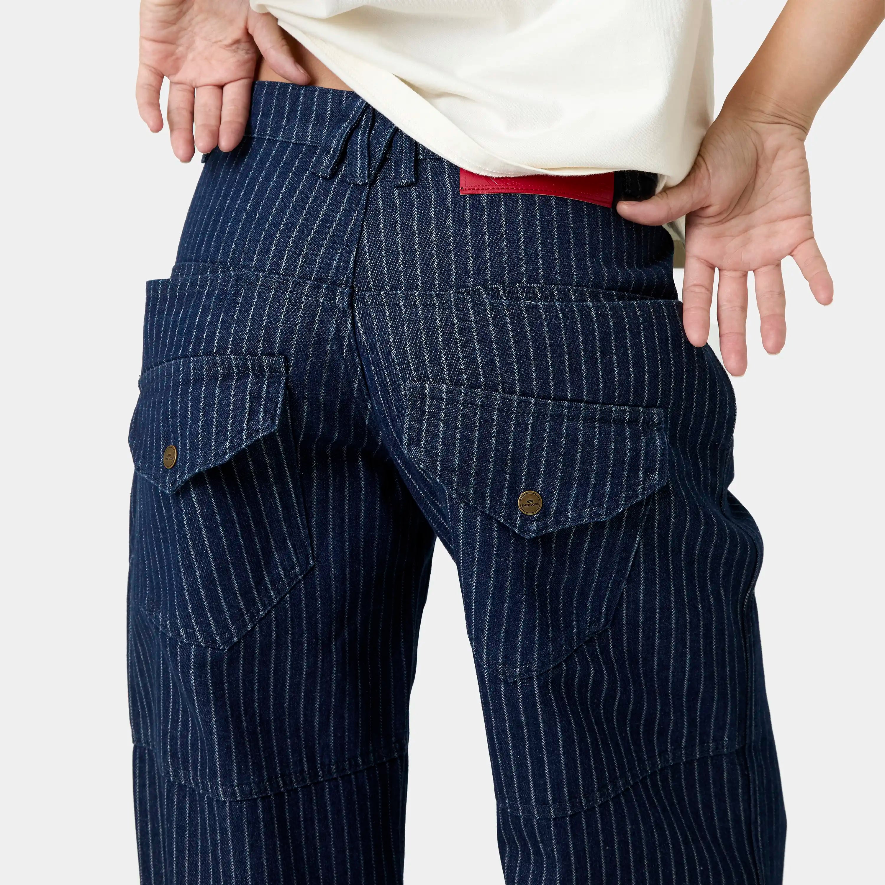 Trip Navy Denim Pants Pants Eme Studios