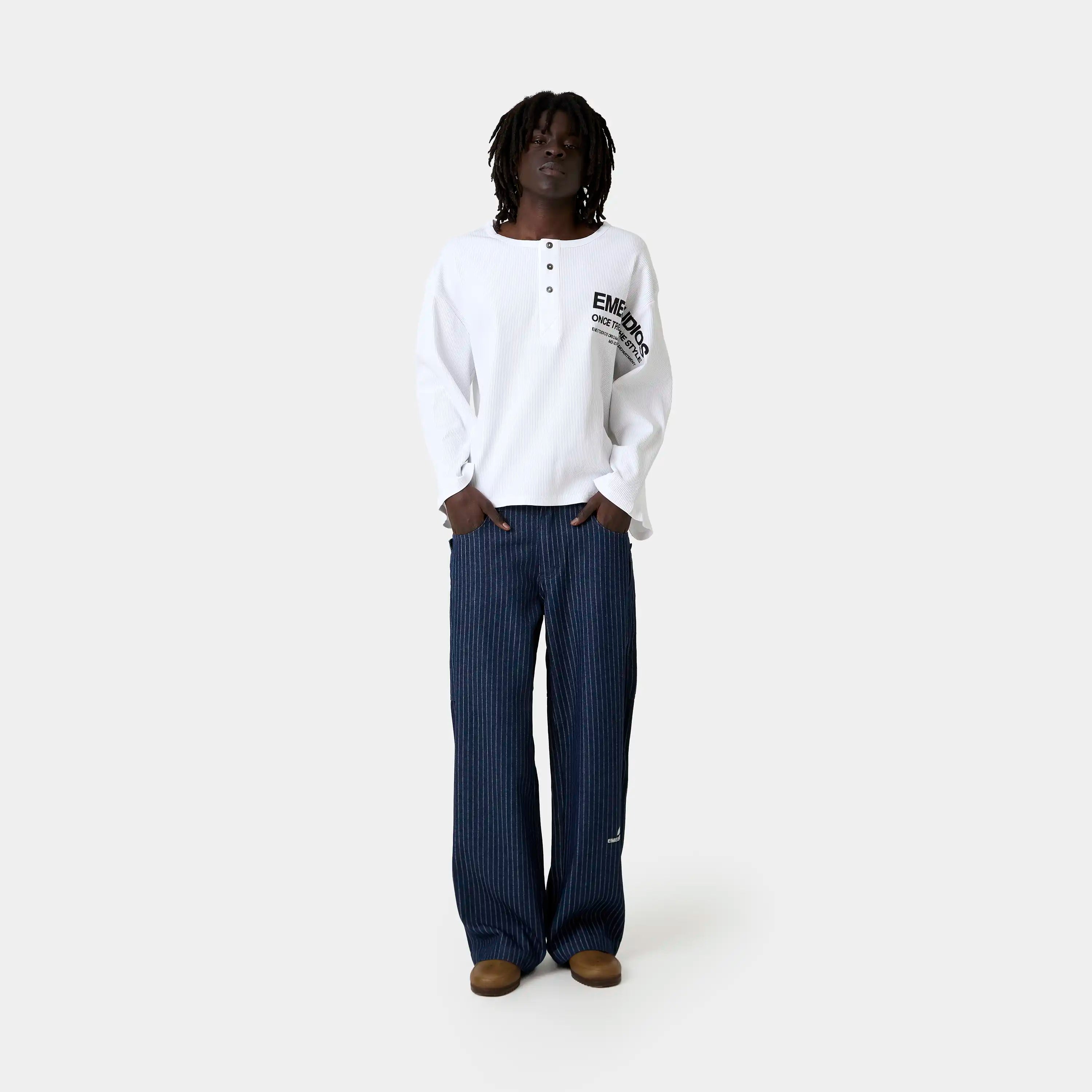 Trip Navy Denim Pants Pants Eme Studios