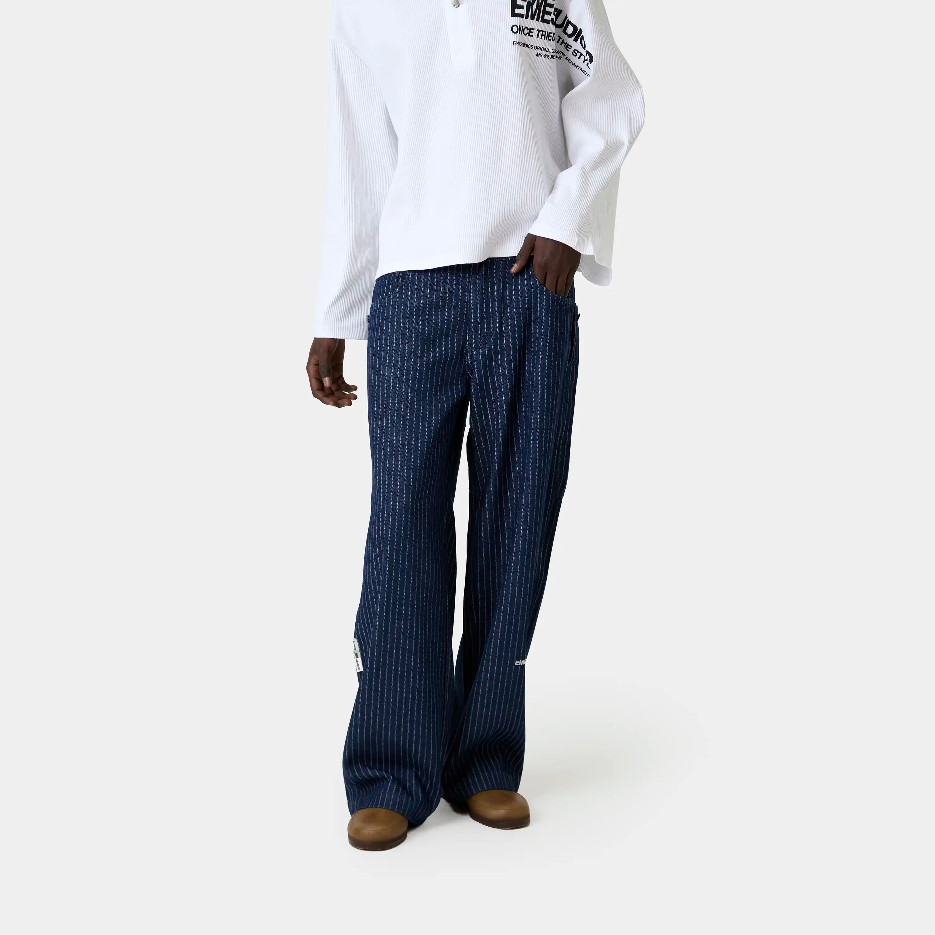 Trip Navy Denim Pants Pants Eme Studios