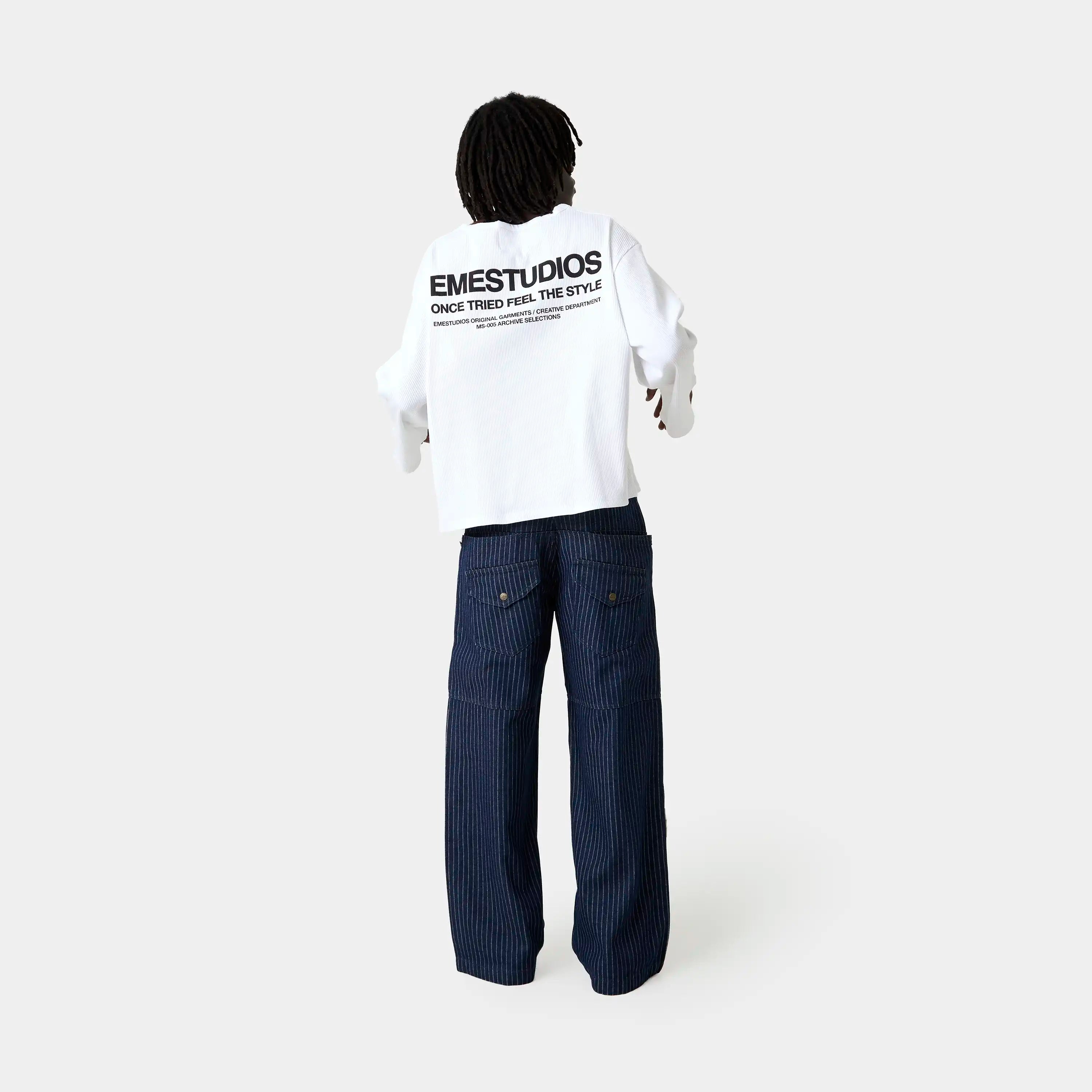 Trip Navy Denim Pants Pants Eme Studios