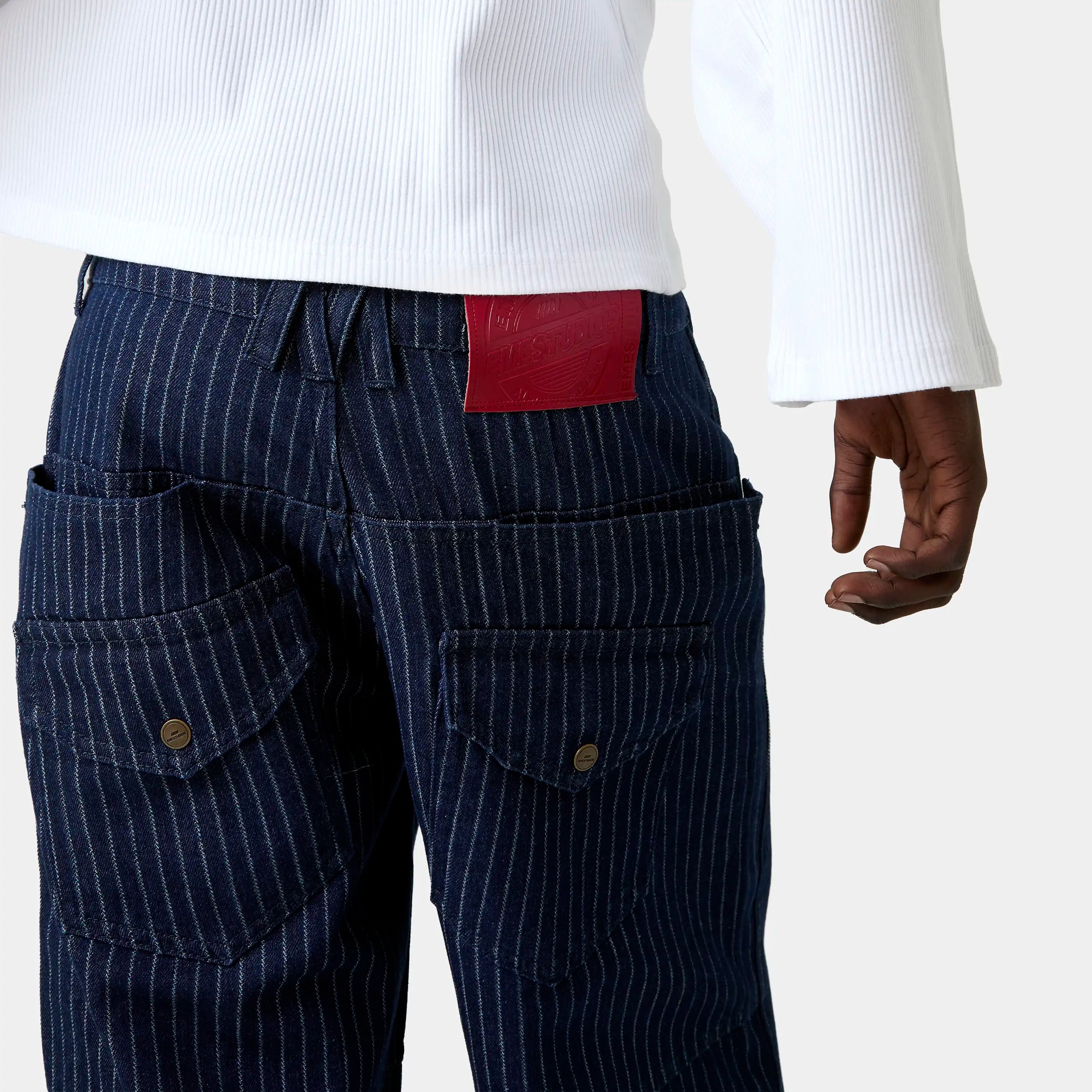 Trip Navy Denim Pants Pants Eme Studios