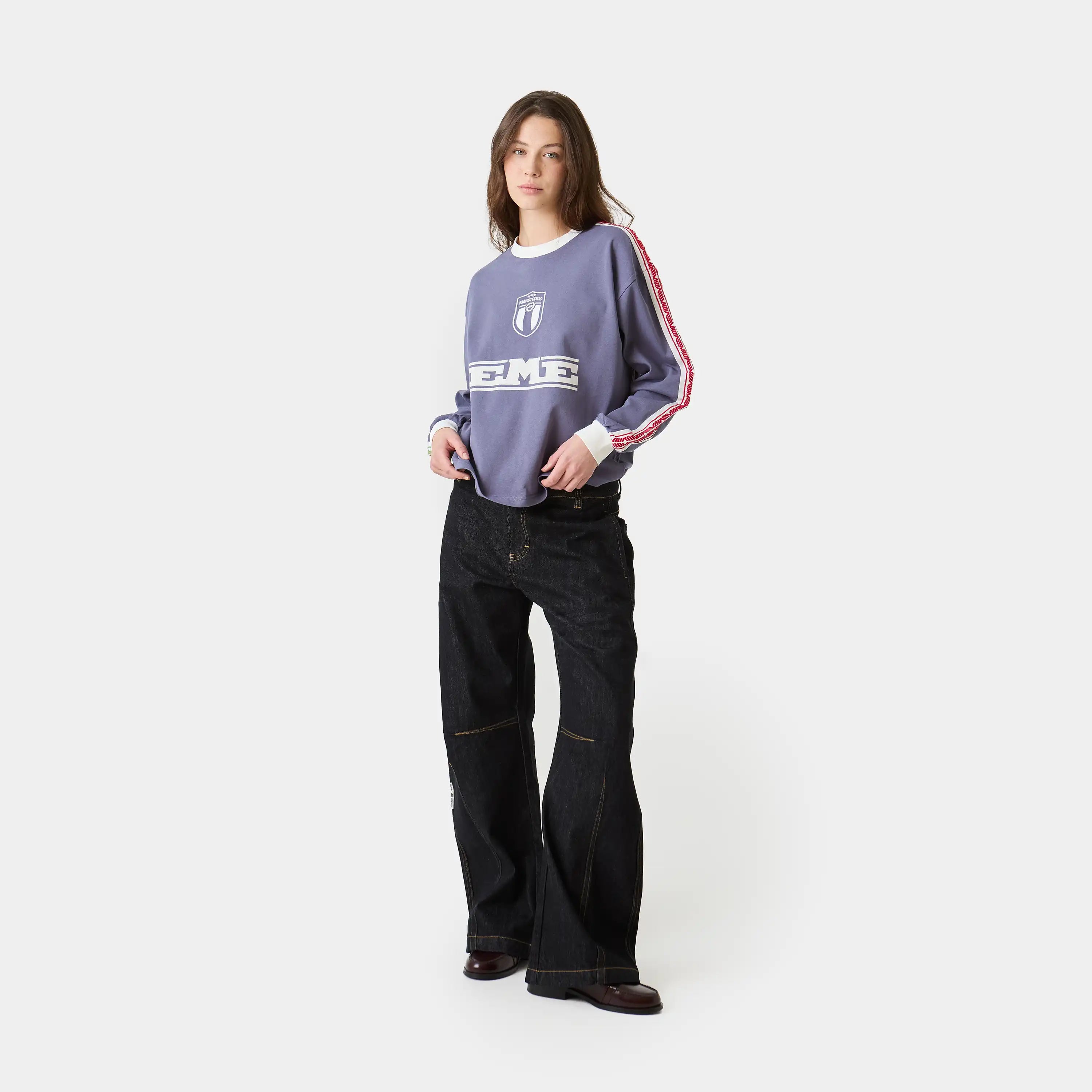 Team Navy Oversized Long Sleeve T-shirts Eme Studios