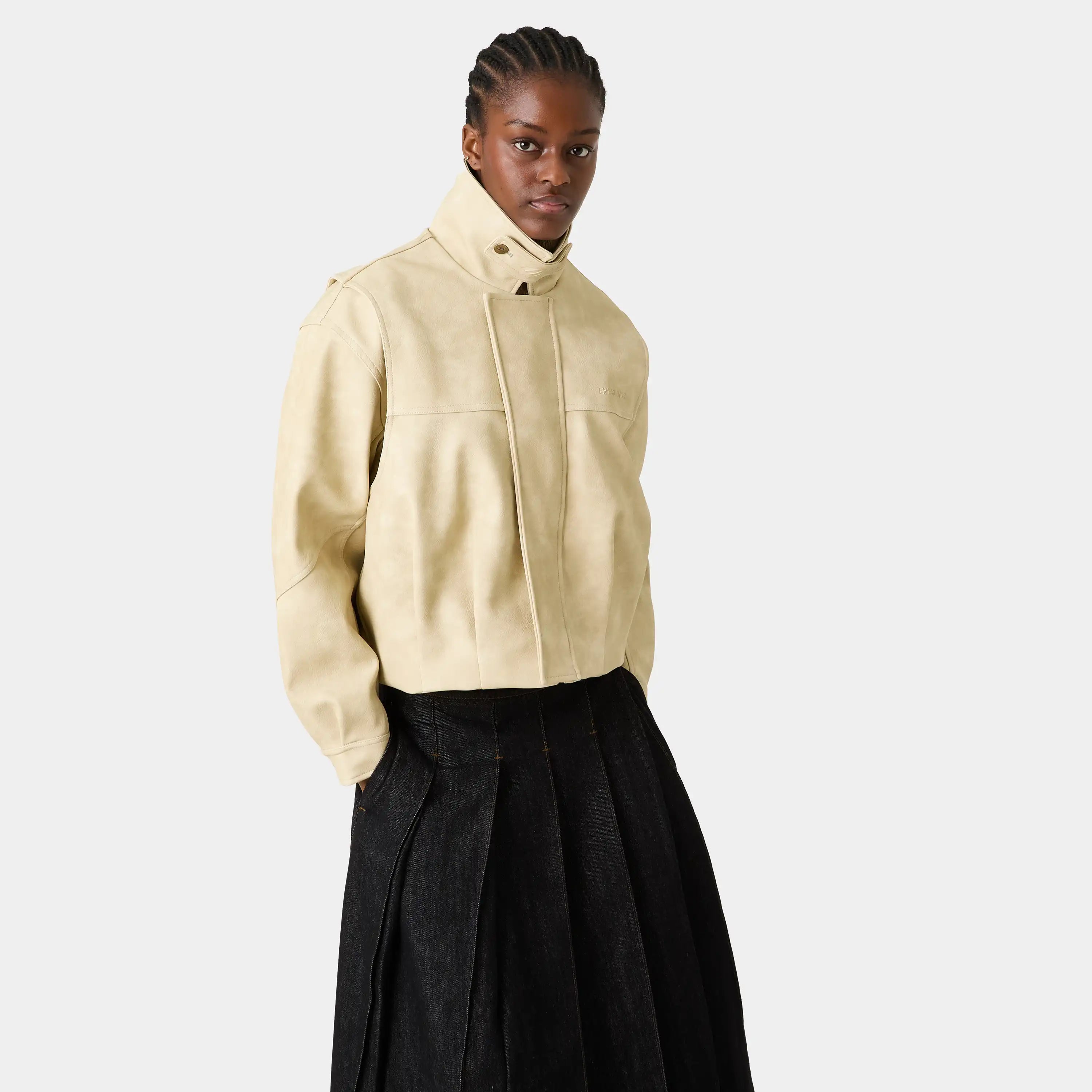 Romu Off Sand Coat Woman Outerwear Eme Studios