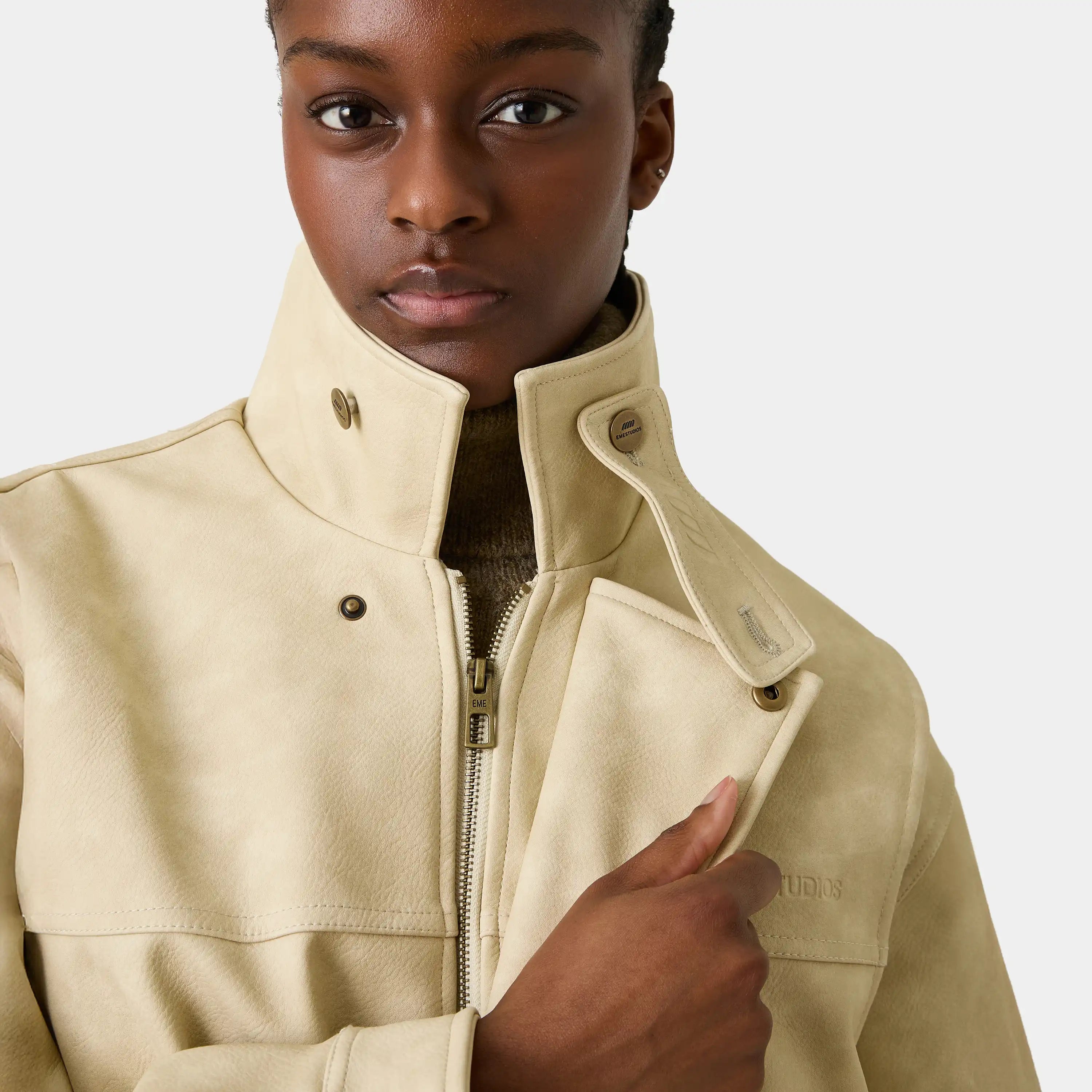 Romu Off Sand Coat Woman Outerwear Eme Studios