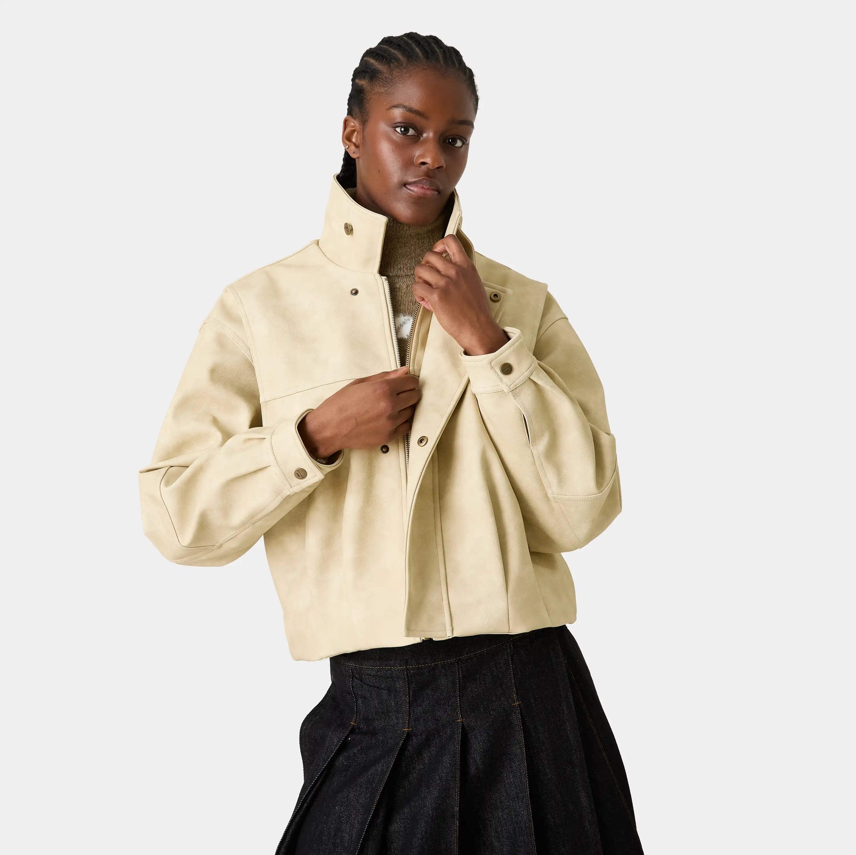 Romu Off Sand Coat Woman Outerwear Eme Studios