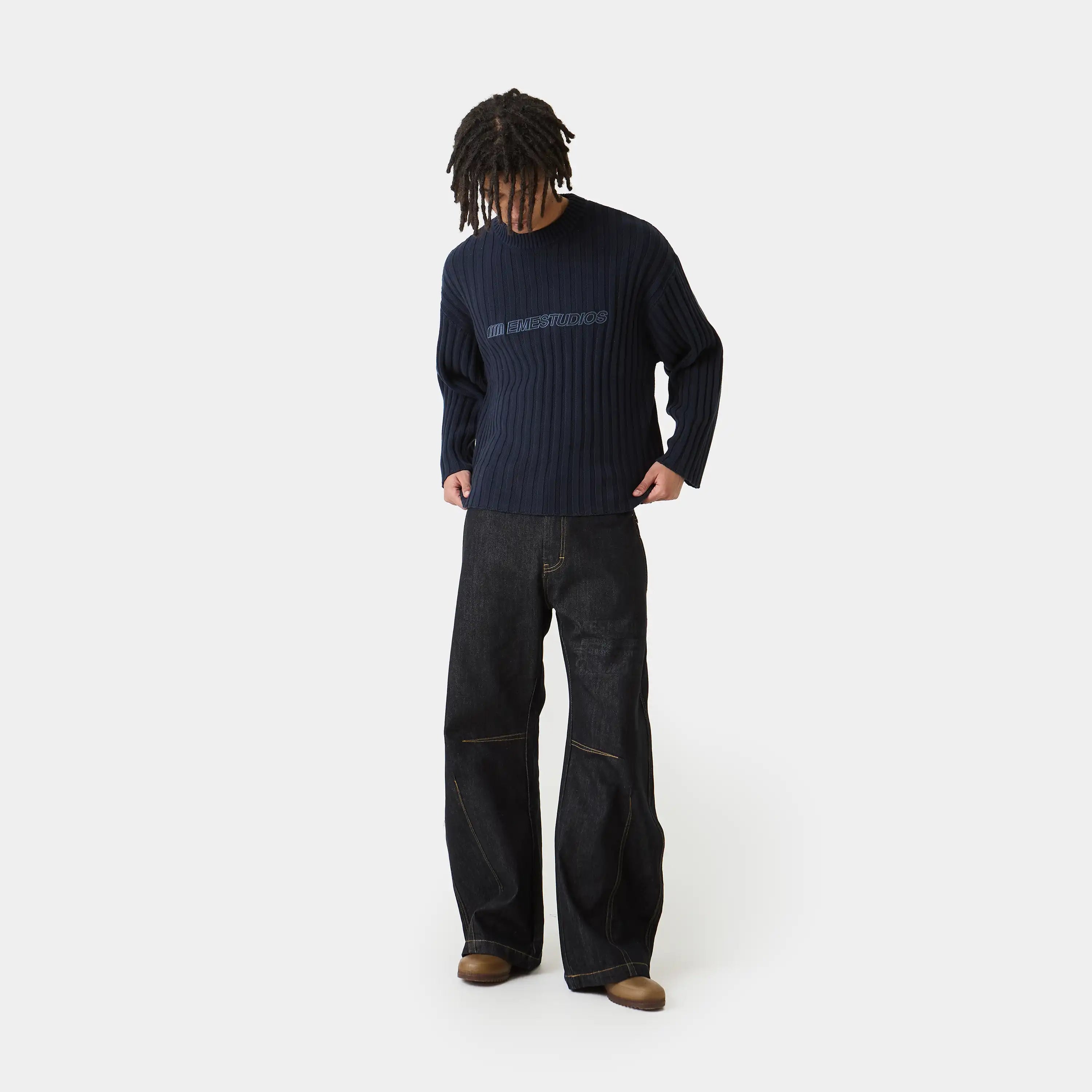 Tube Navy Knit Sweater Knitwear Eme Studios