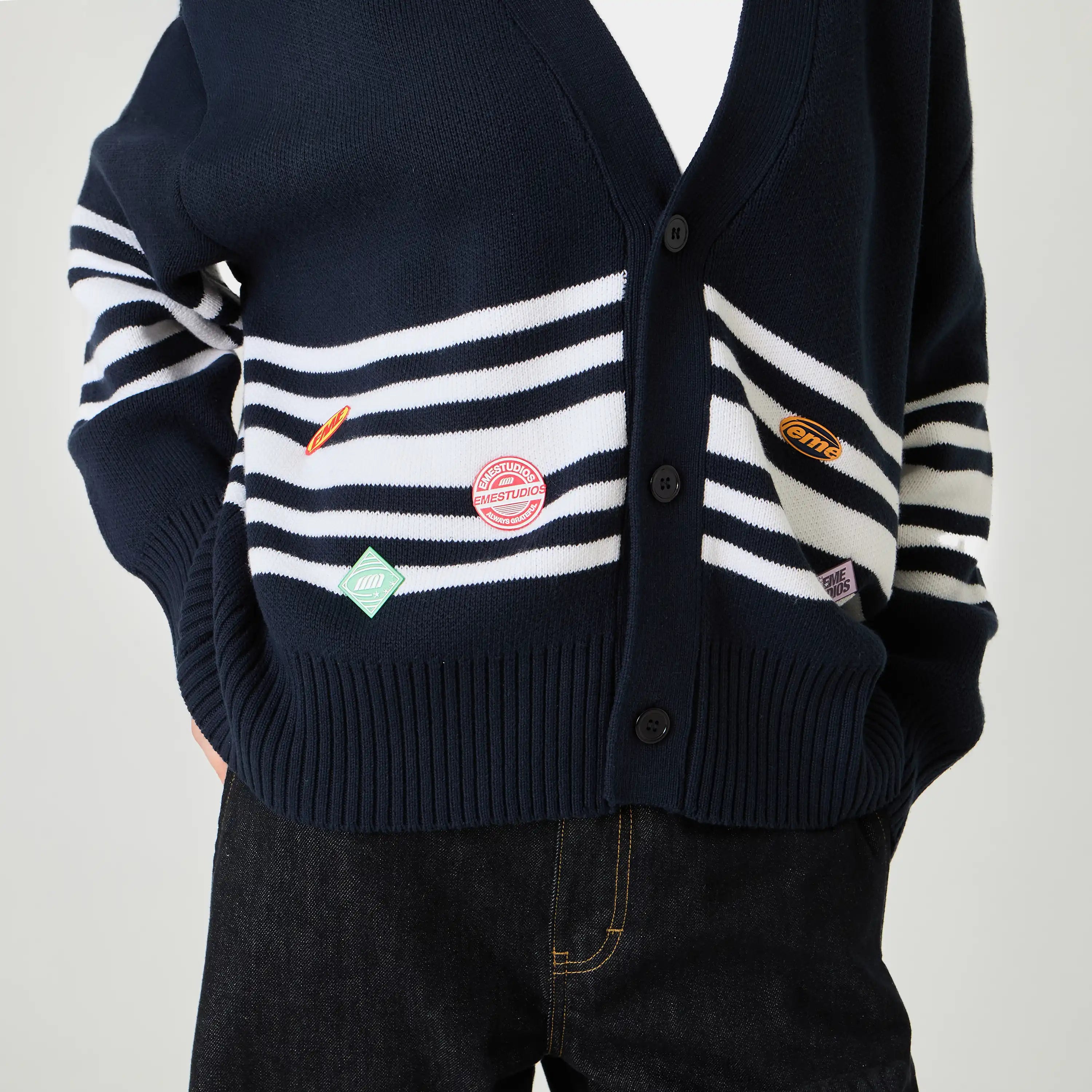 Pins Navy Cardigan Knitwear Eme Studios