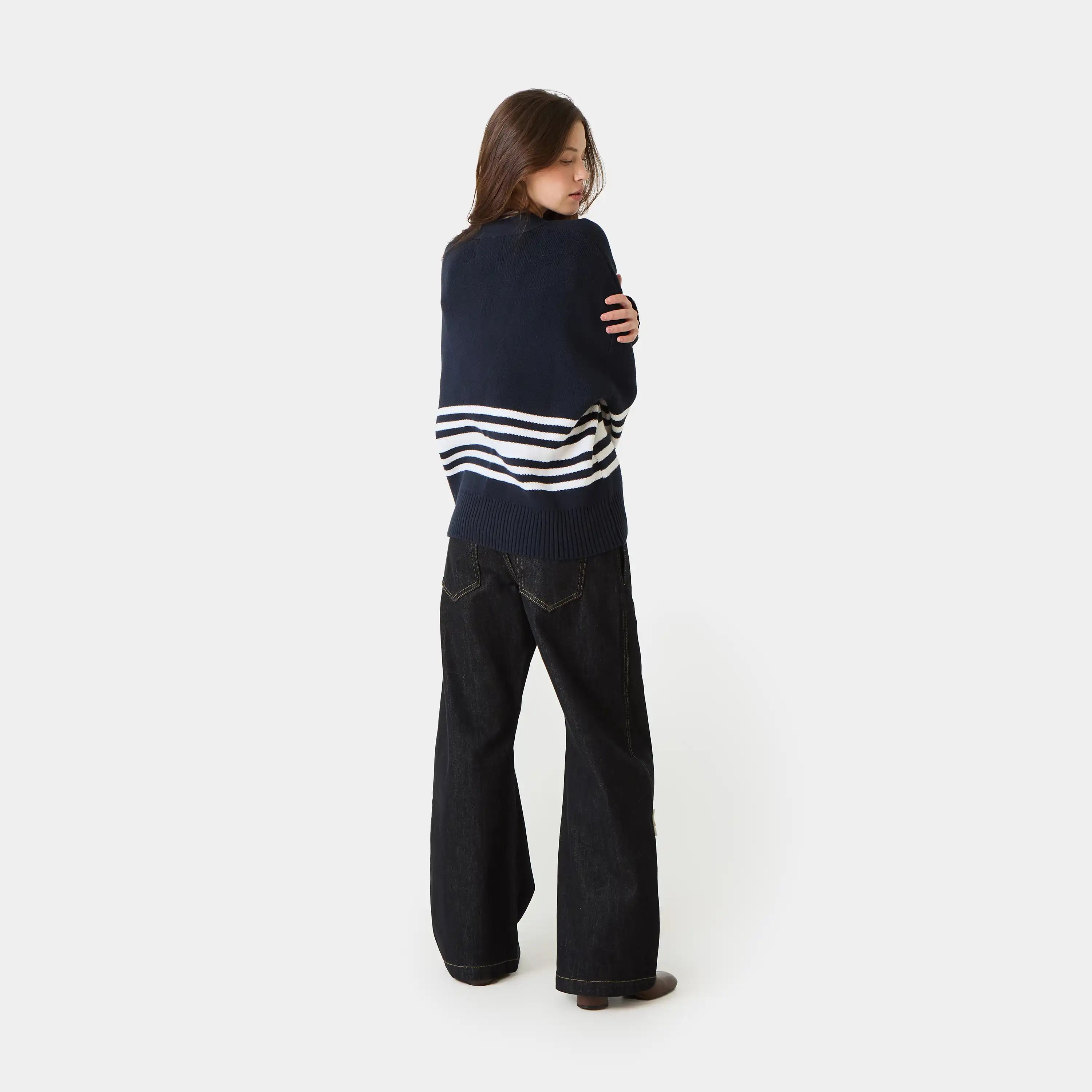 Pins Navy Cardigan Knitwear Eme Studios