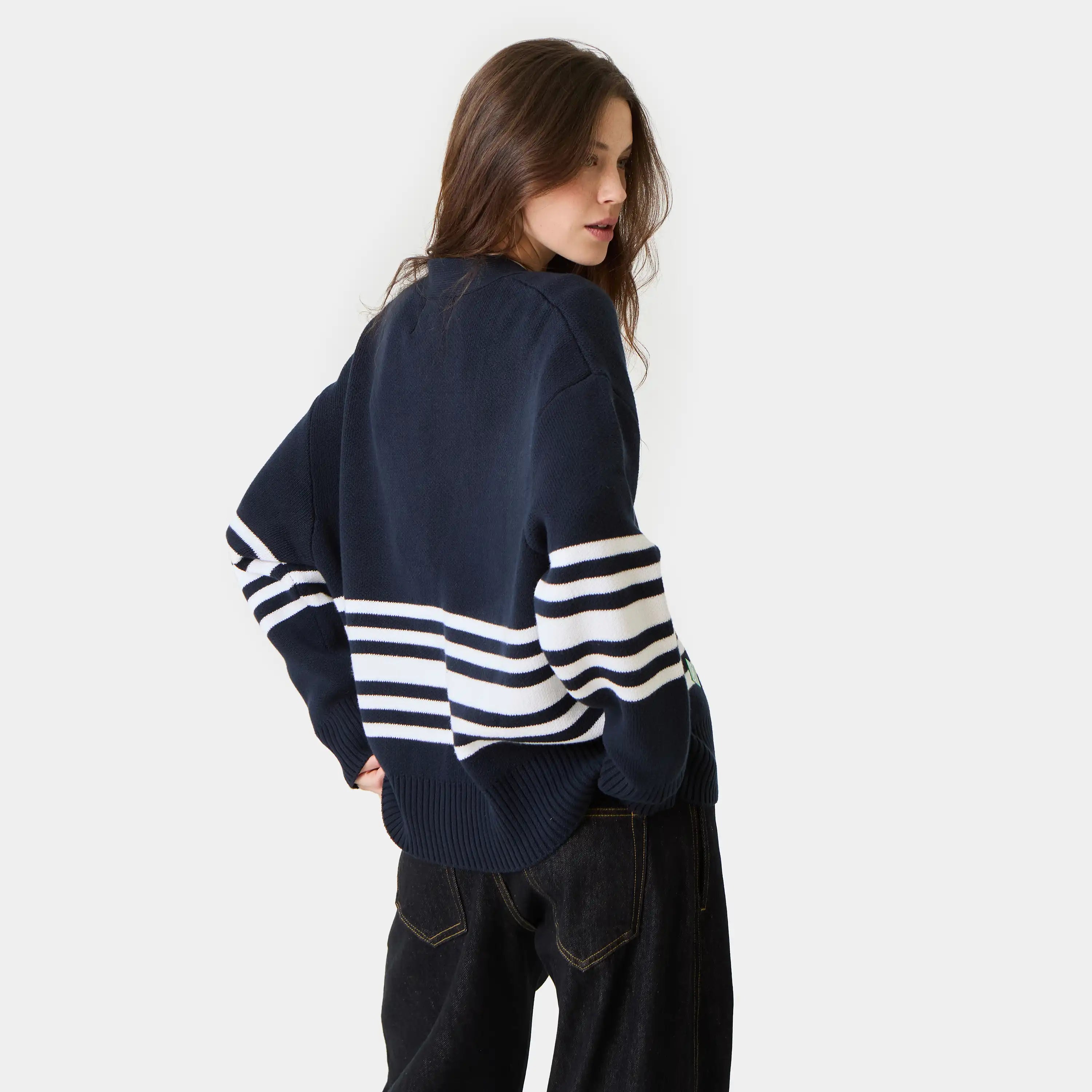 Pins Navy Cardigan Knitwear Eme Studios