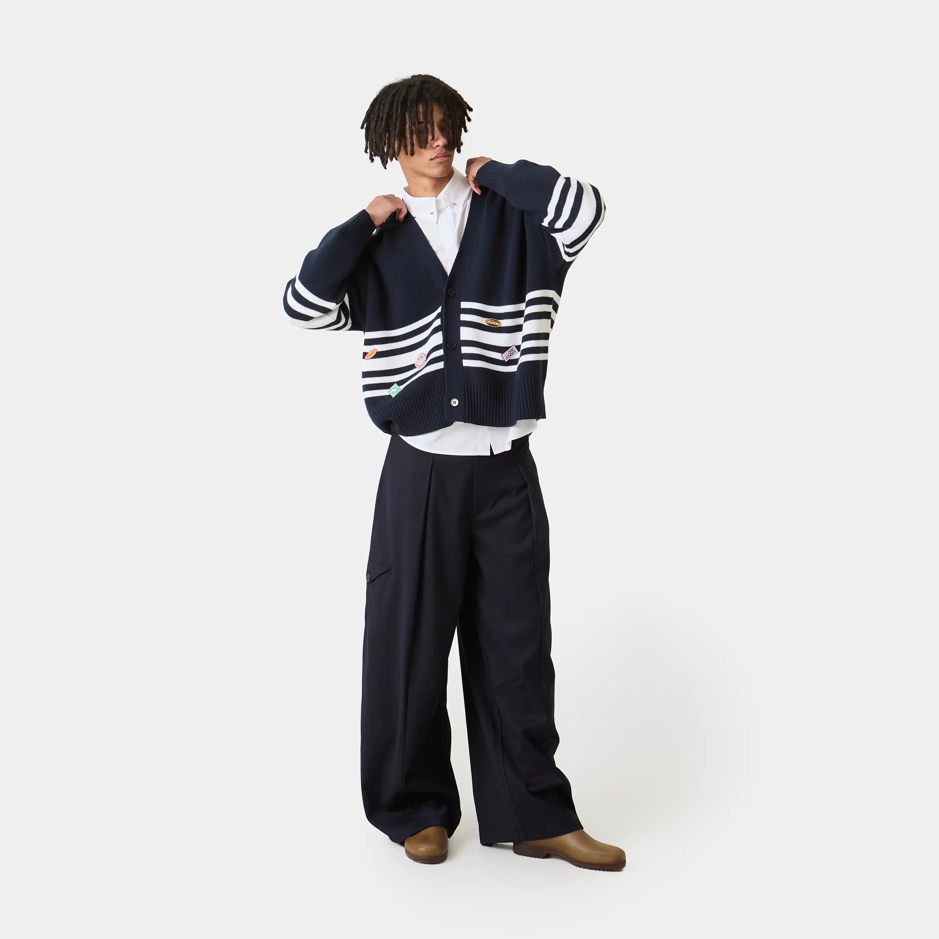 Pins Navy Cardigan Knitwear Eme Studios