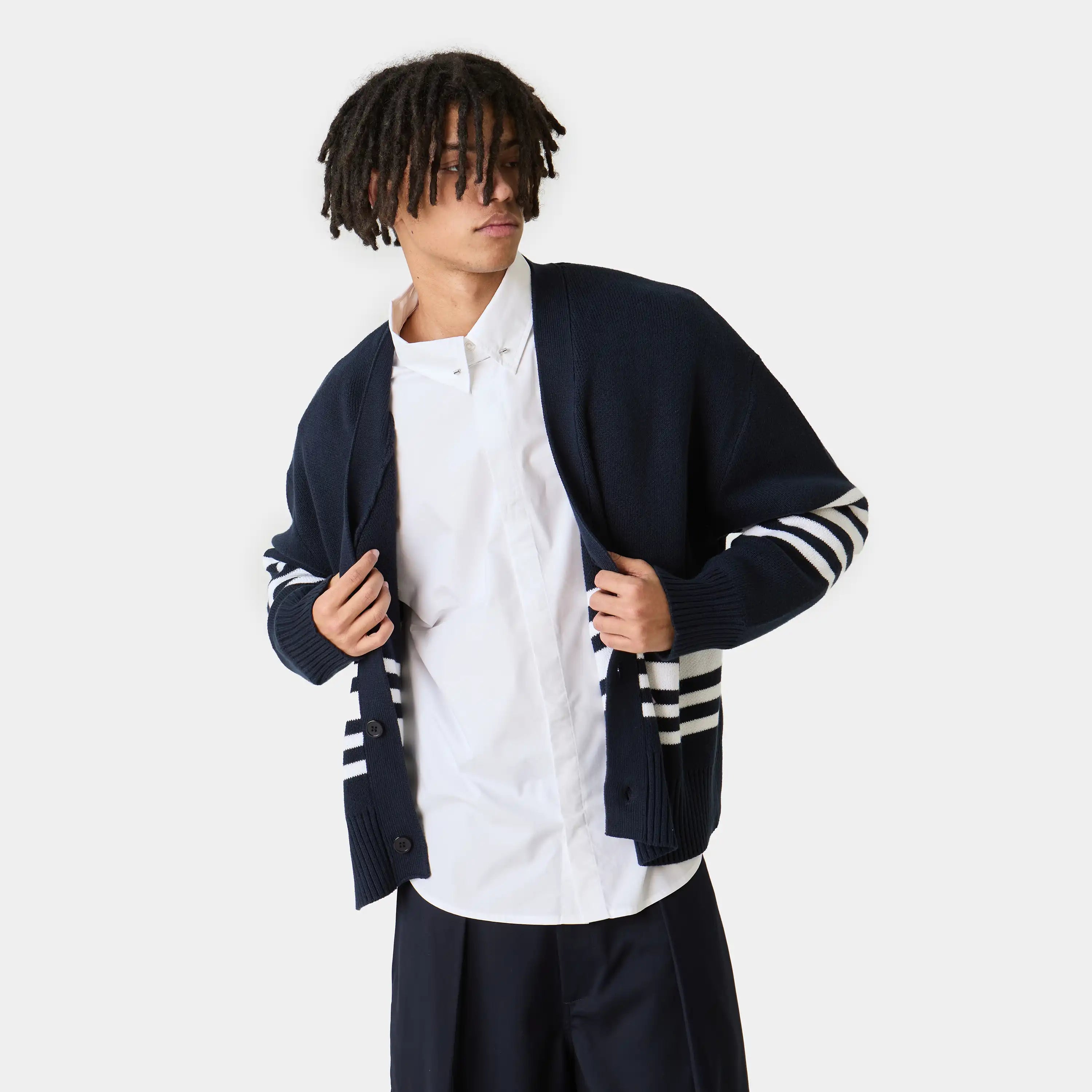 Pins Navy Cardigan Knitwear Eme Studios