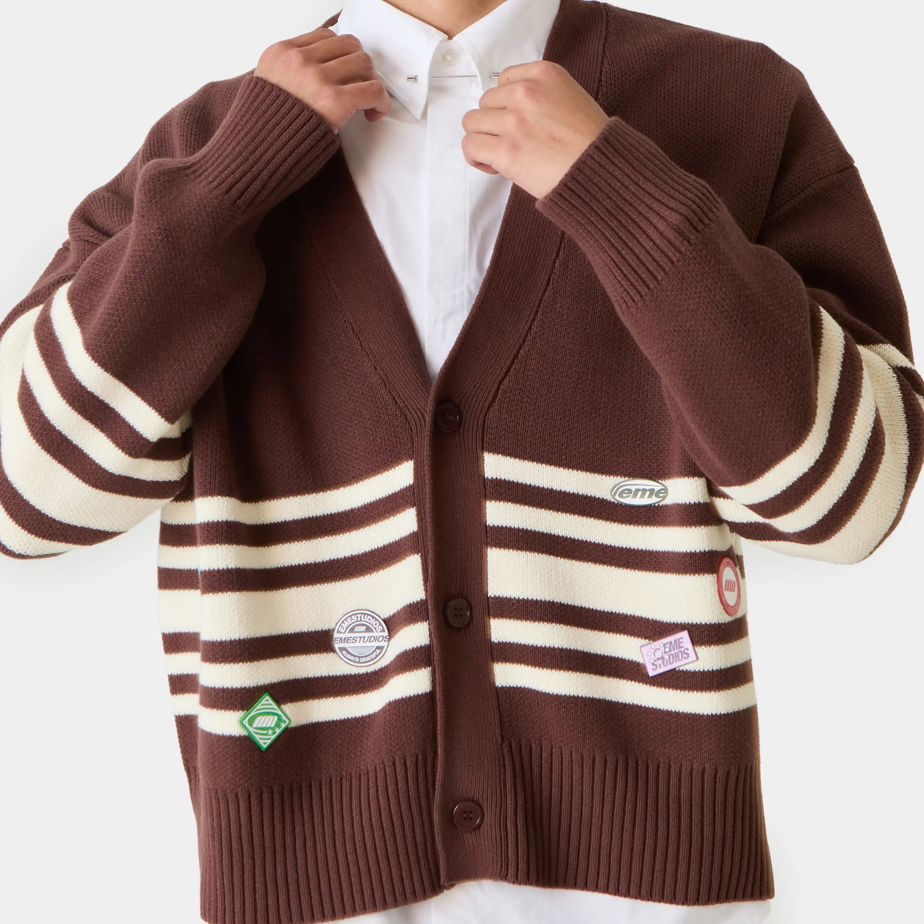 Pins Chocolate Cardigan Knitwear Eme Studios