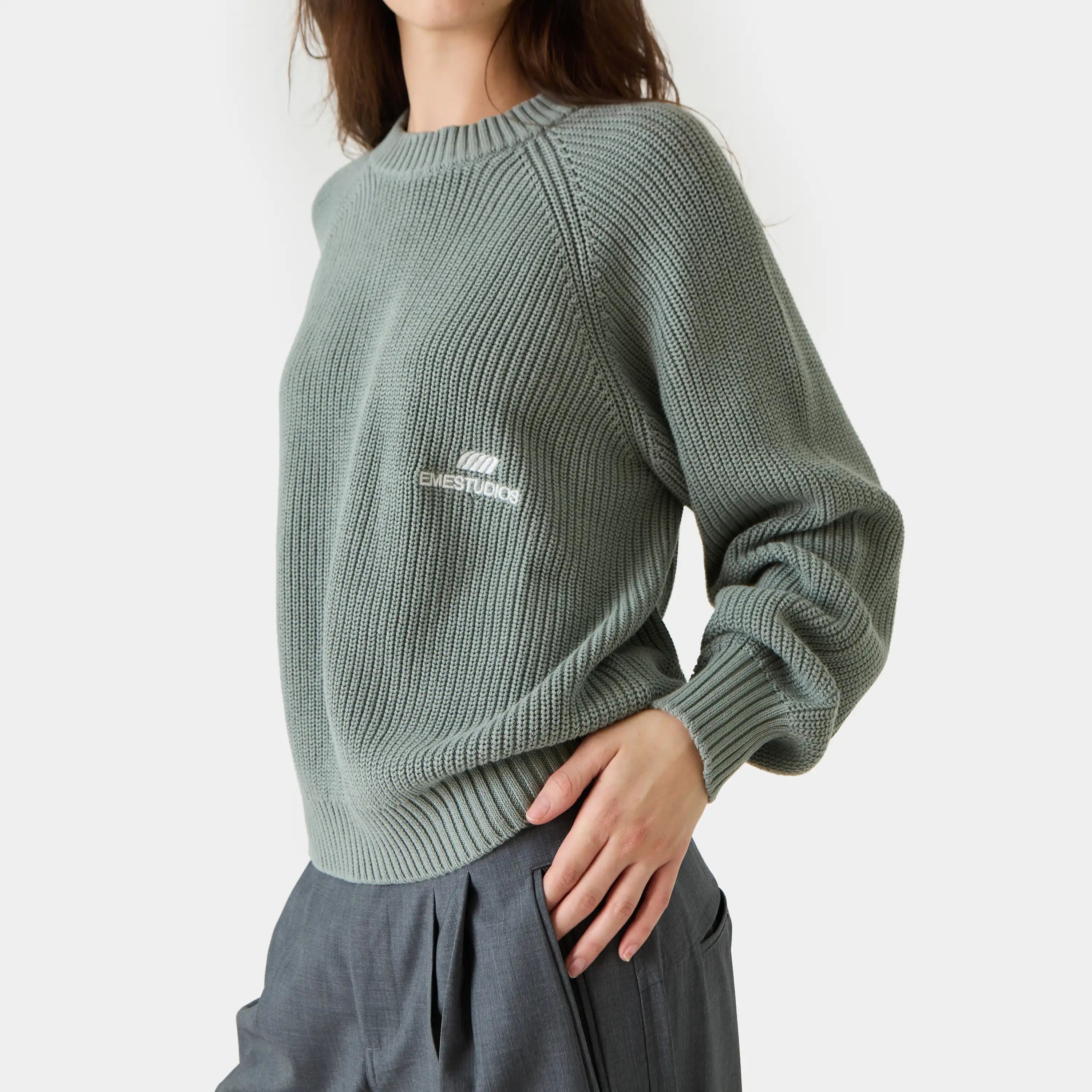 Nela Grey Knit Sweater Knitwear Eme Studios
