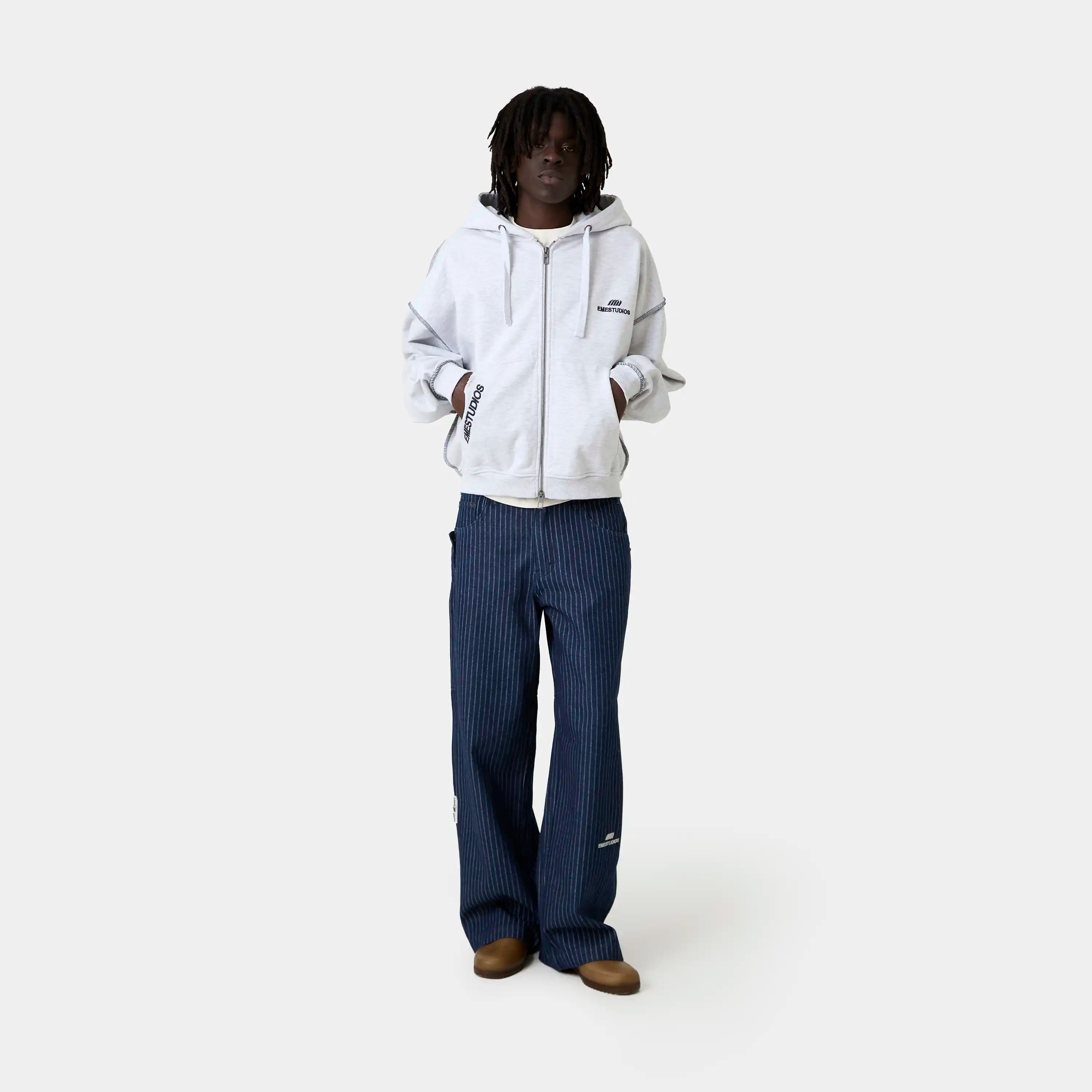 Edge Heather Grey Full Zip Hoodies Eme Studios