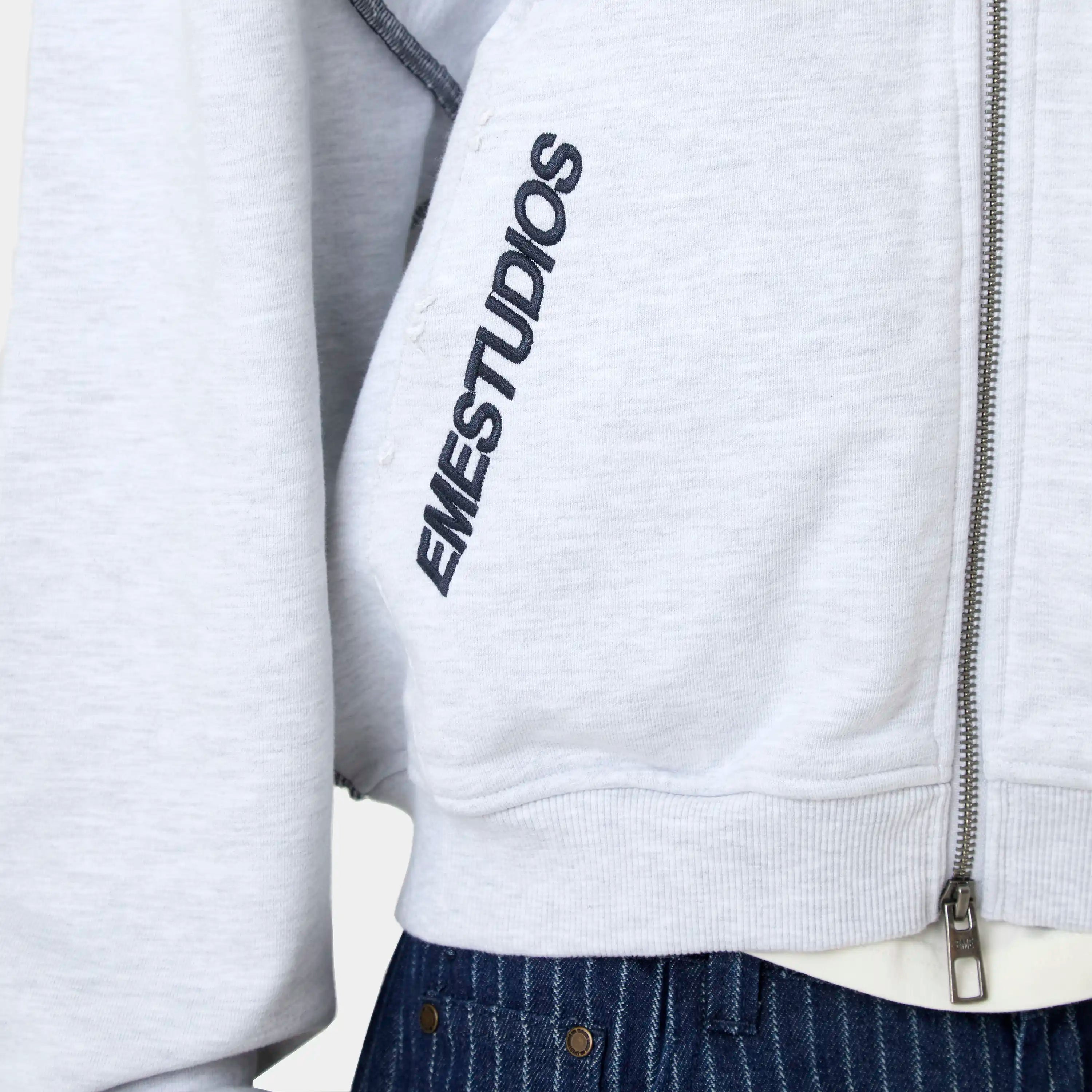 Edge Heather Grey Full Zip Hoodies Eme Studios