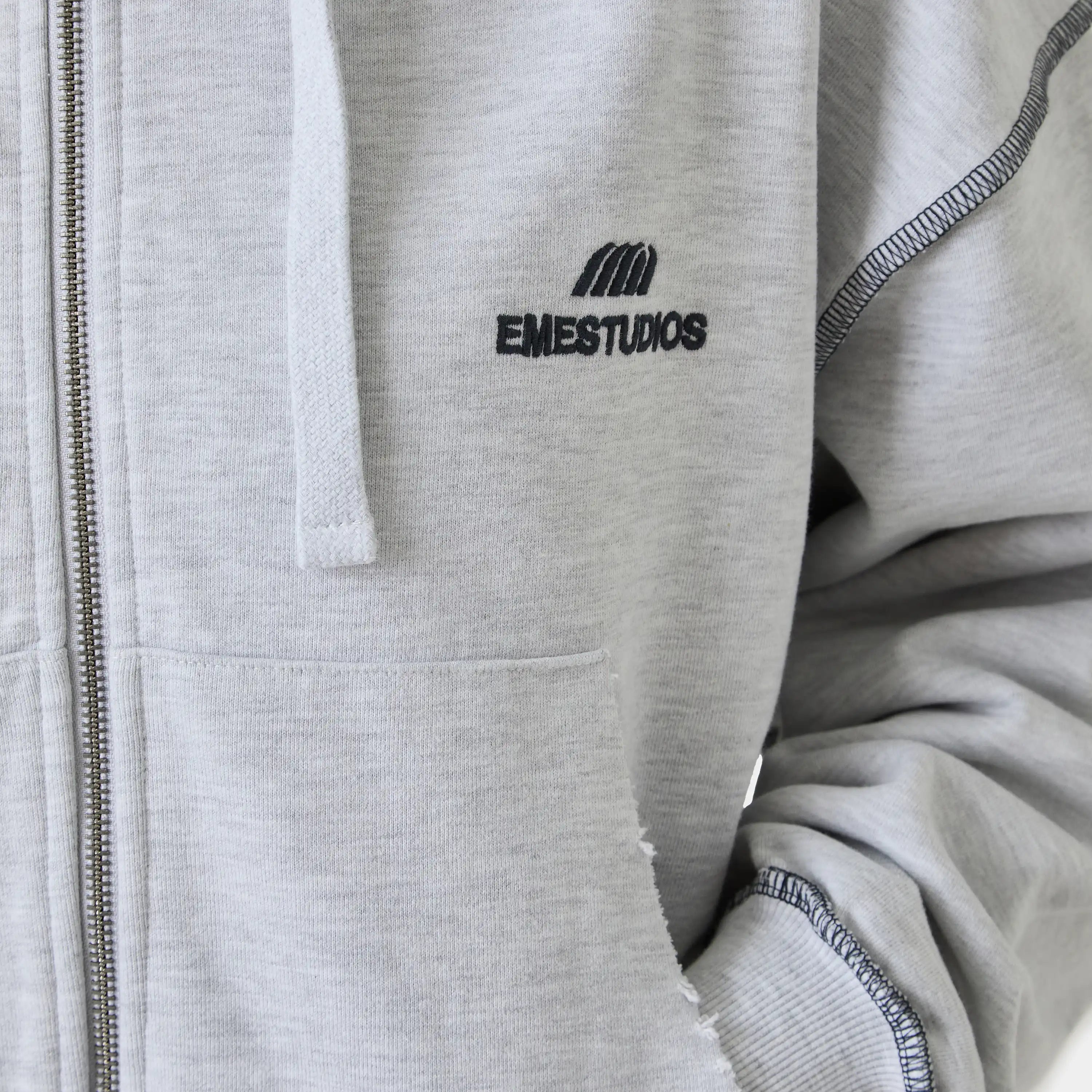 Edge Heather Grey Full Zip Hoodies Eme Studios