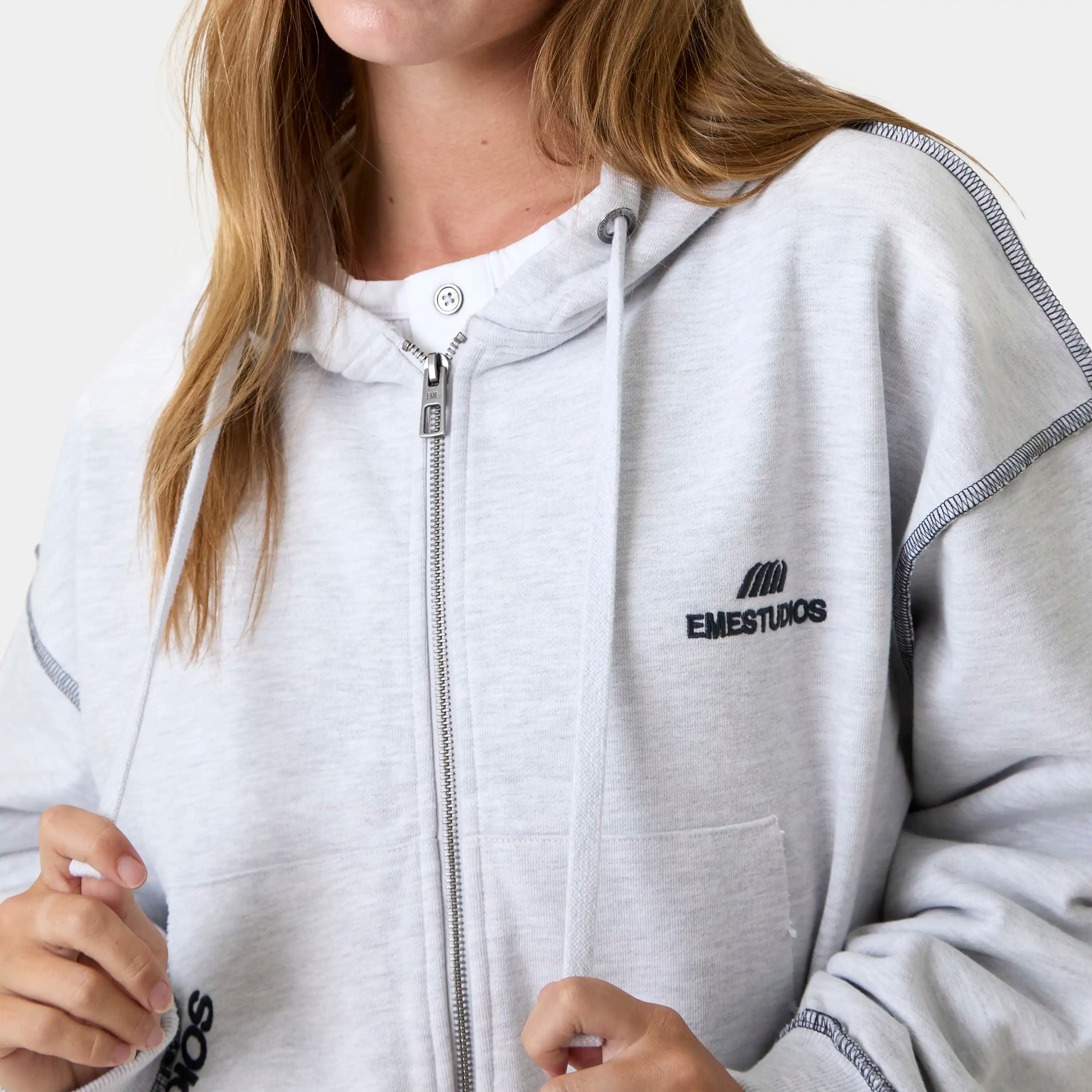 Edge Heather Grey Full Zip Hoodies Eme Studios