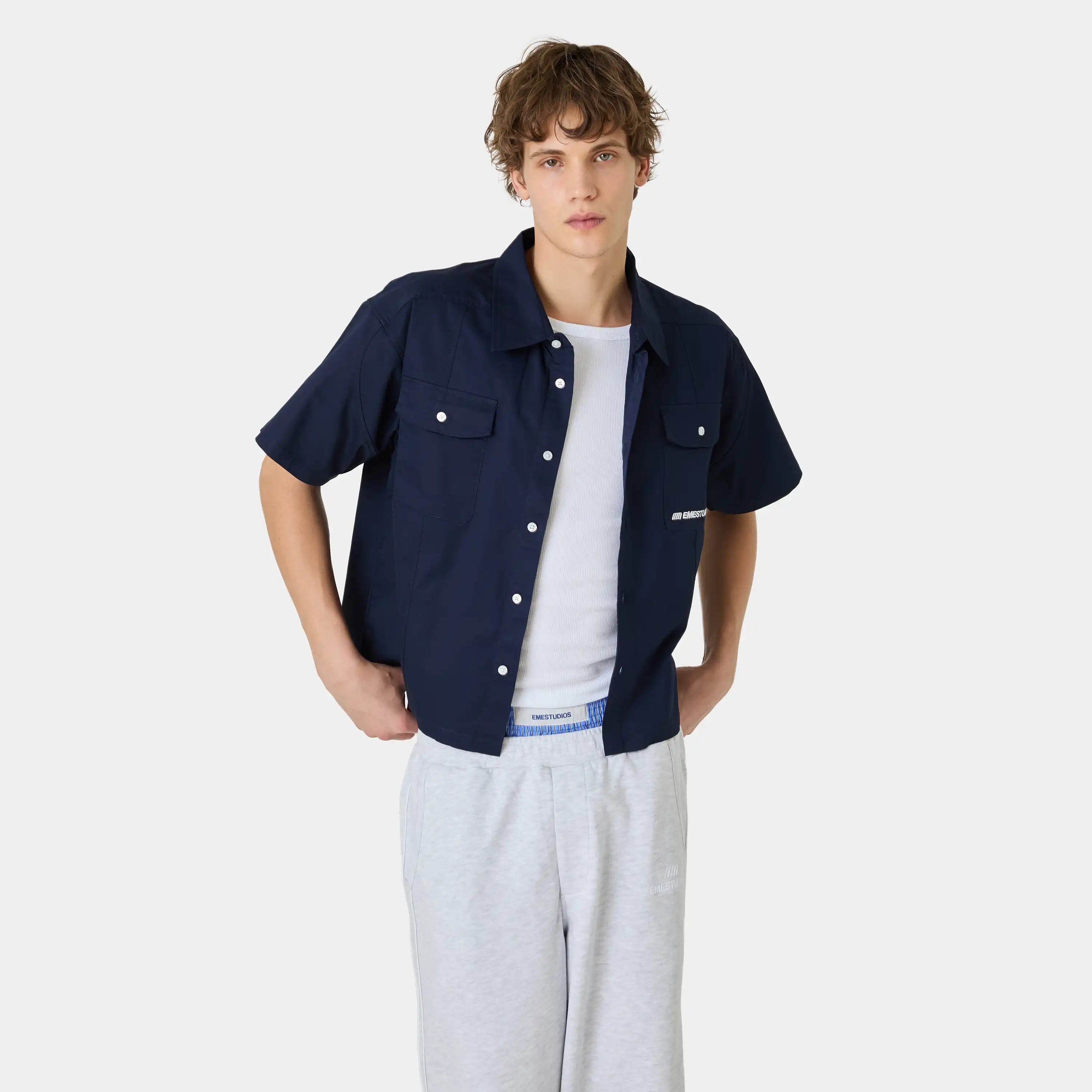 Cabo Navy Short Sleeve Shirt Shirts Eme Studios