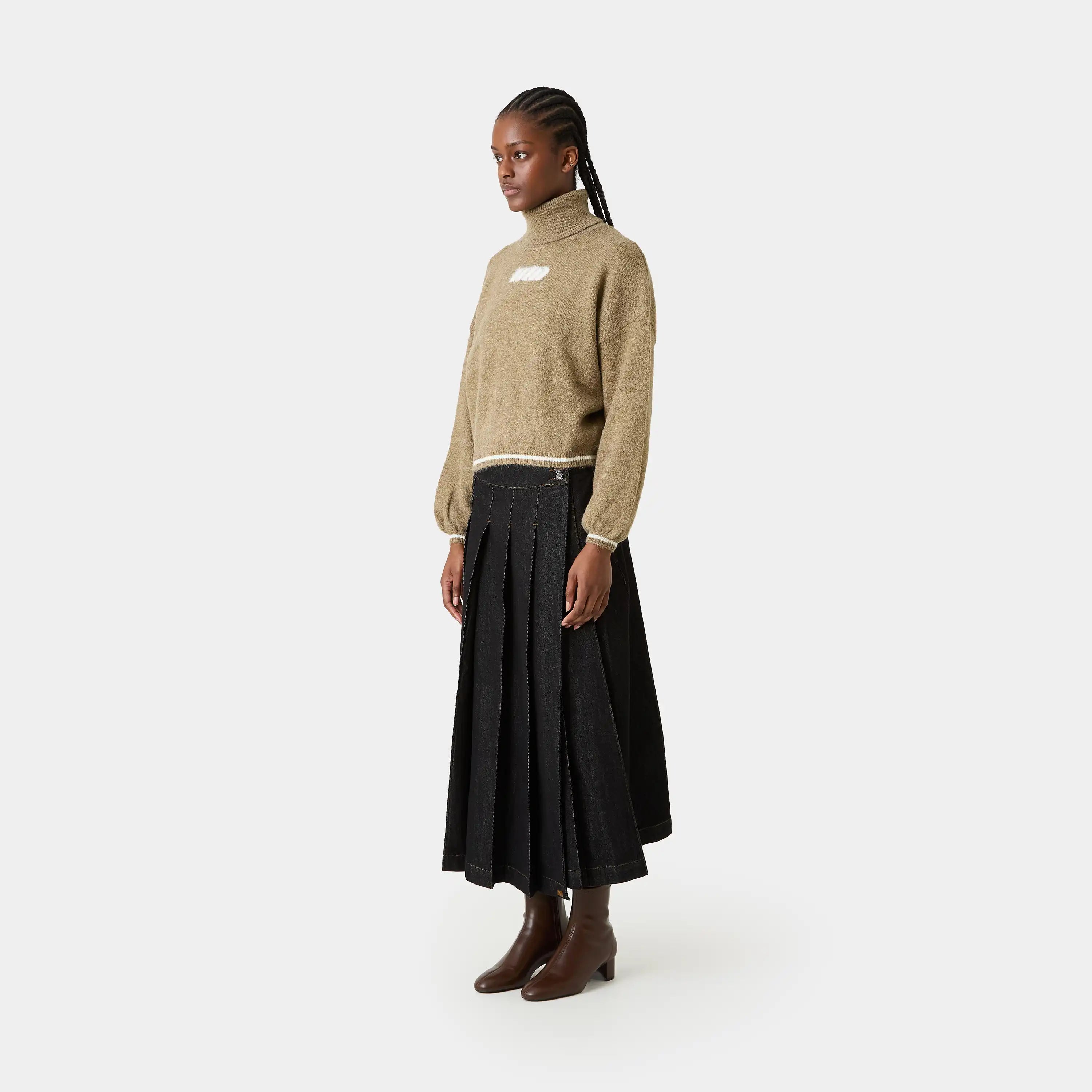 Gummy Camel Brown Turtleneck Knit Woman Knitwear Eme Studios
