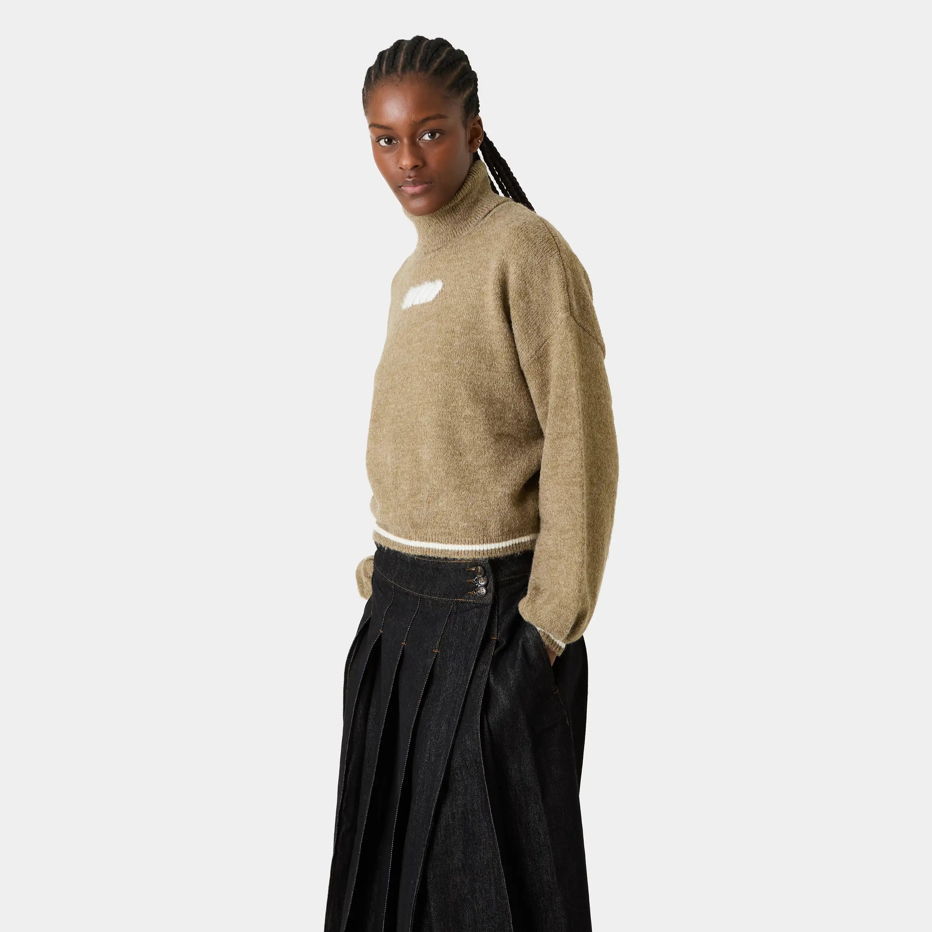 Gummy Camel Brown Turtleneck Knit Woman Knitwear Eme Studios