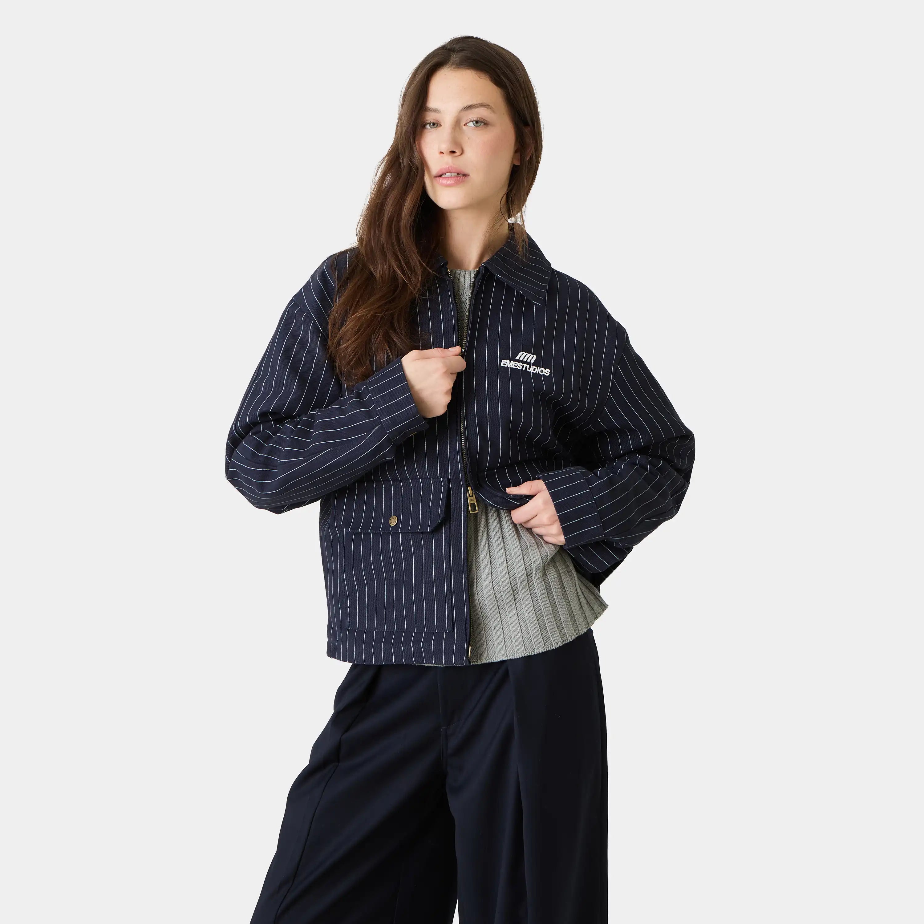 Siroq Striped Navy Jacket Outerwear Eme Studios
