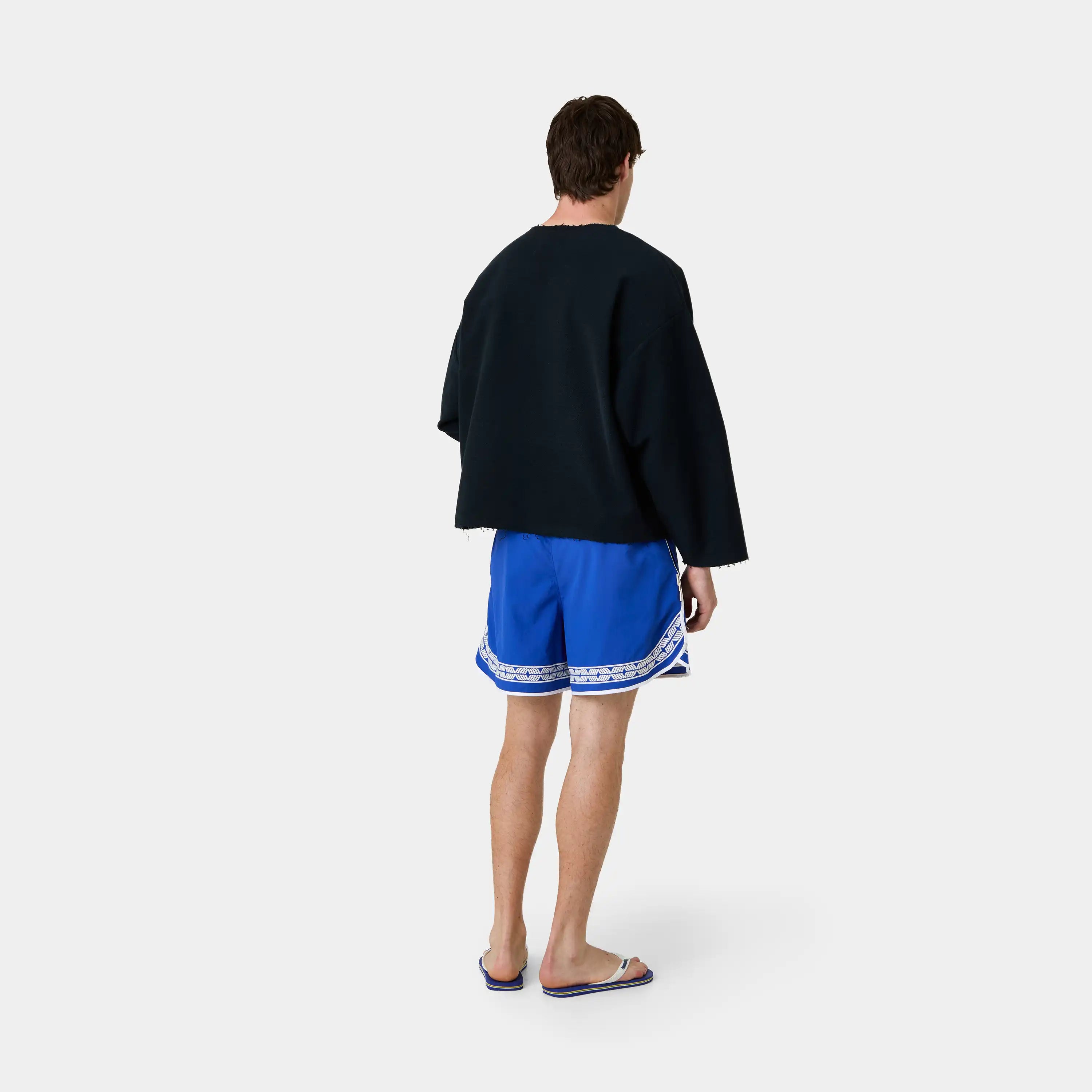 Pocket Navy Reverse Crewneck Sweatshirts Eme Studios