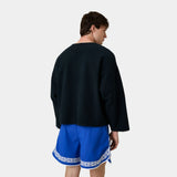 Pocket Navy Reverse Crewneck Sweatshirts Eme Studios