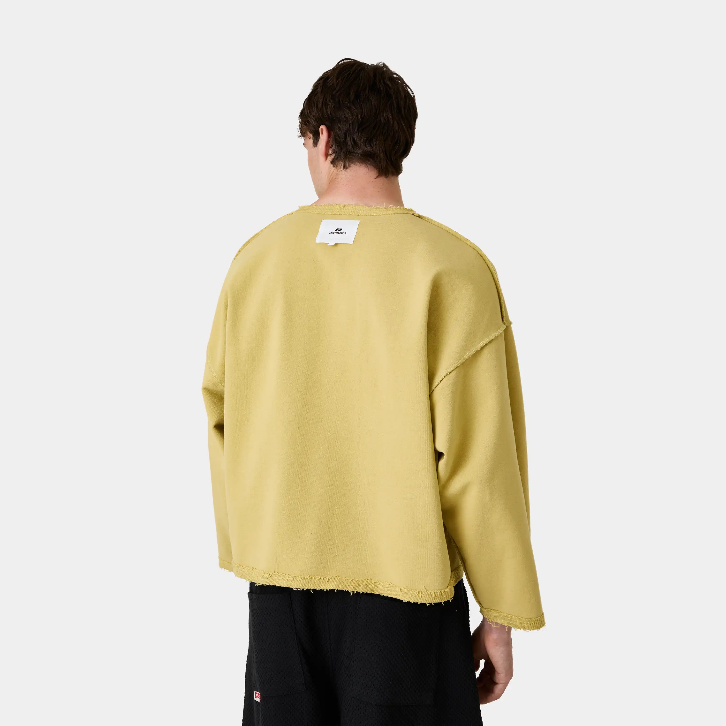 Pocket Antique Green Reverse Crewneck Sweatshirts Eme Studios