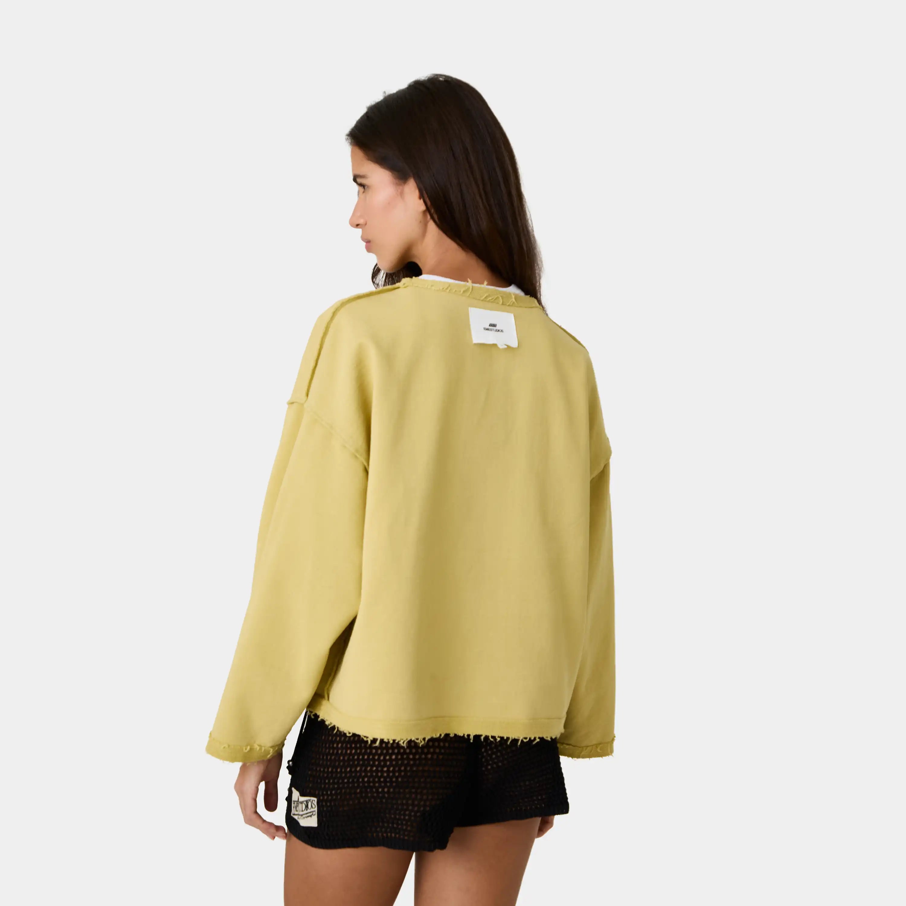 Pocket Antique Green Reverse Crewneck Sweatshirts Eme Studios