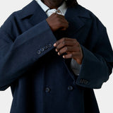 Tide Navy Linen Blazer Outerwear Eme Studios