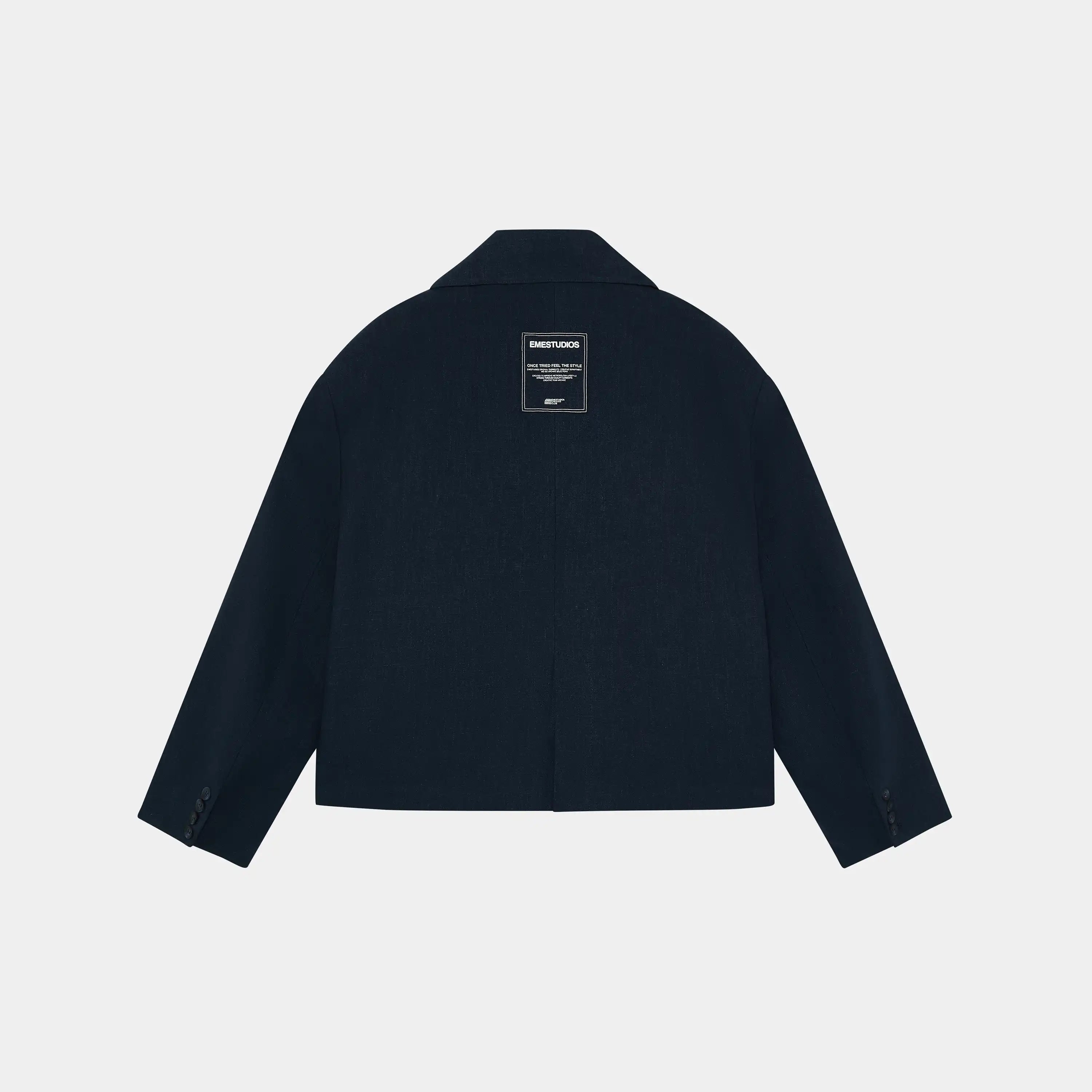 Tide Navy Linen Blazer Outerwear Eme Studios