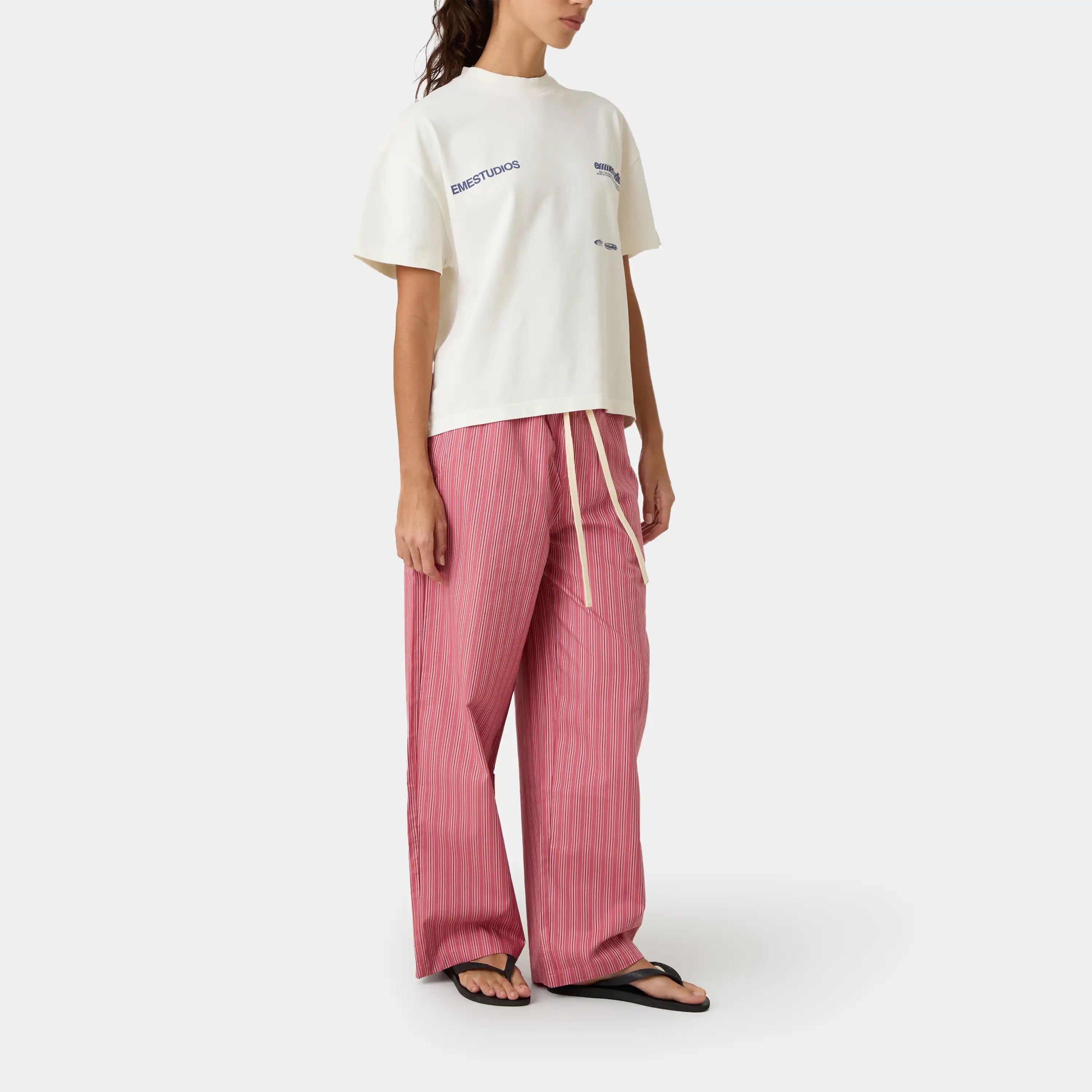 Marbe Salmon Striped Pants Pants Eme Studios