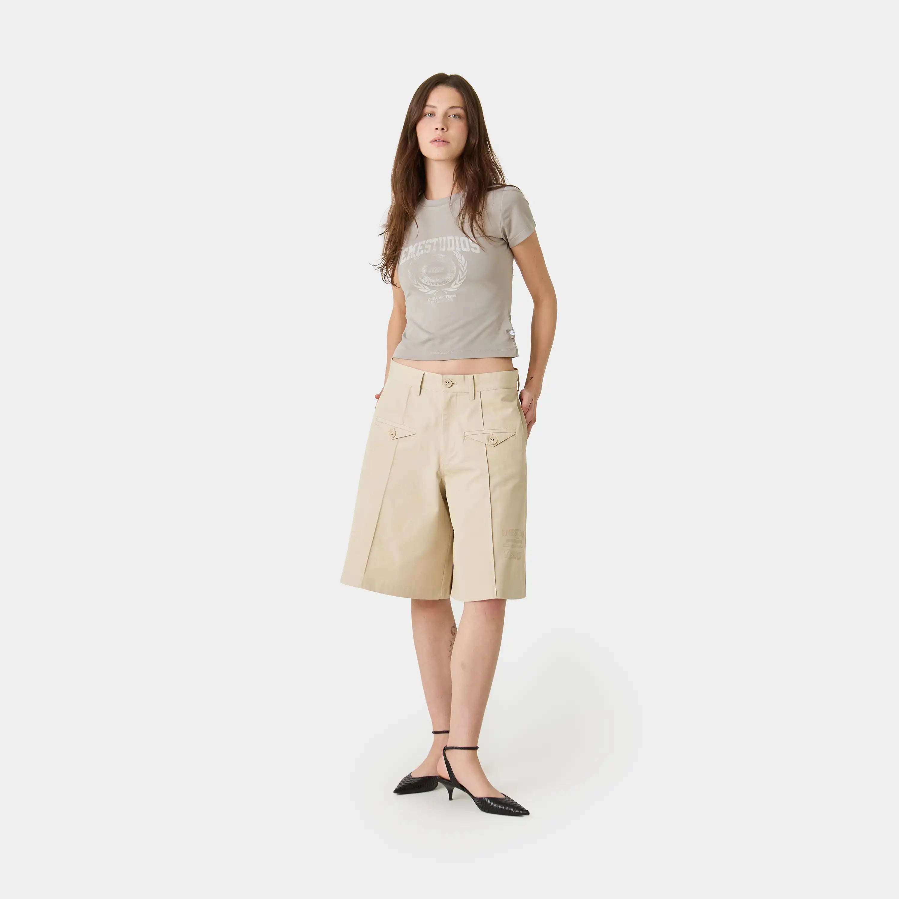 Golin Cloud Cream Formal Jorts Shorts Eme Studios