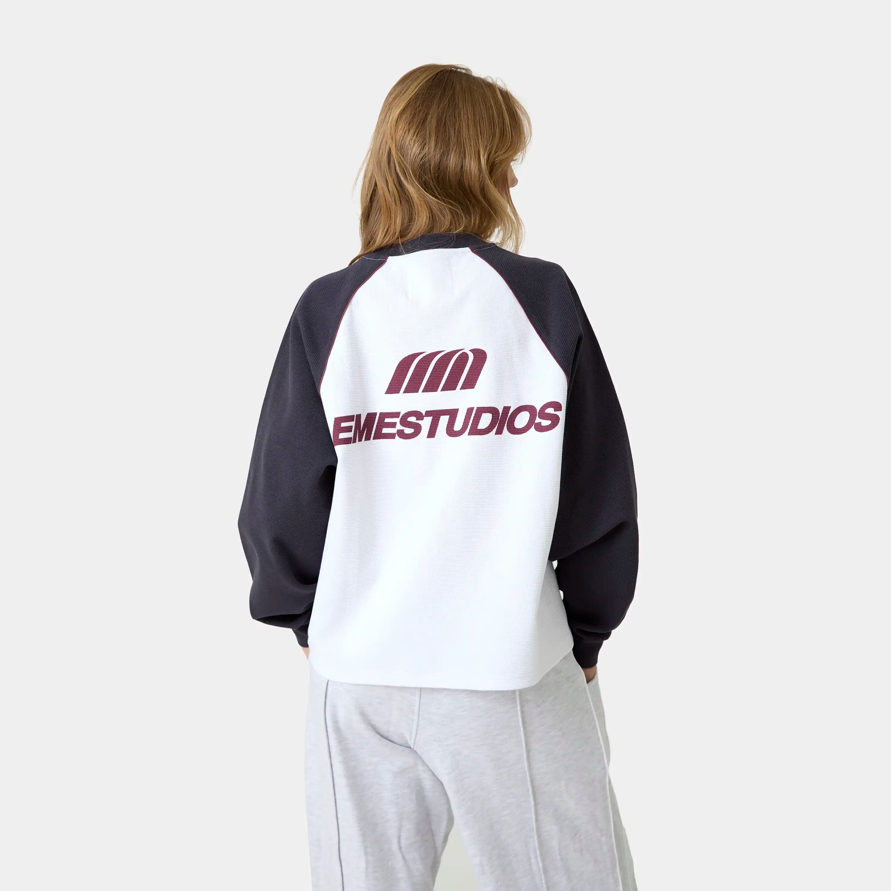 Hanbal Navy Waffle Long Sleeve T-shirts Eme Studios