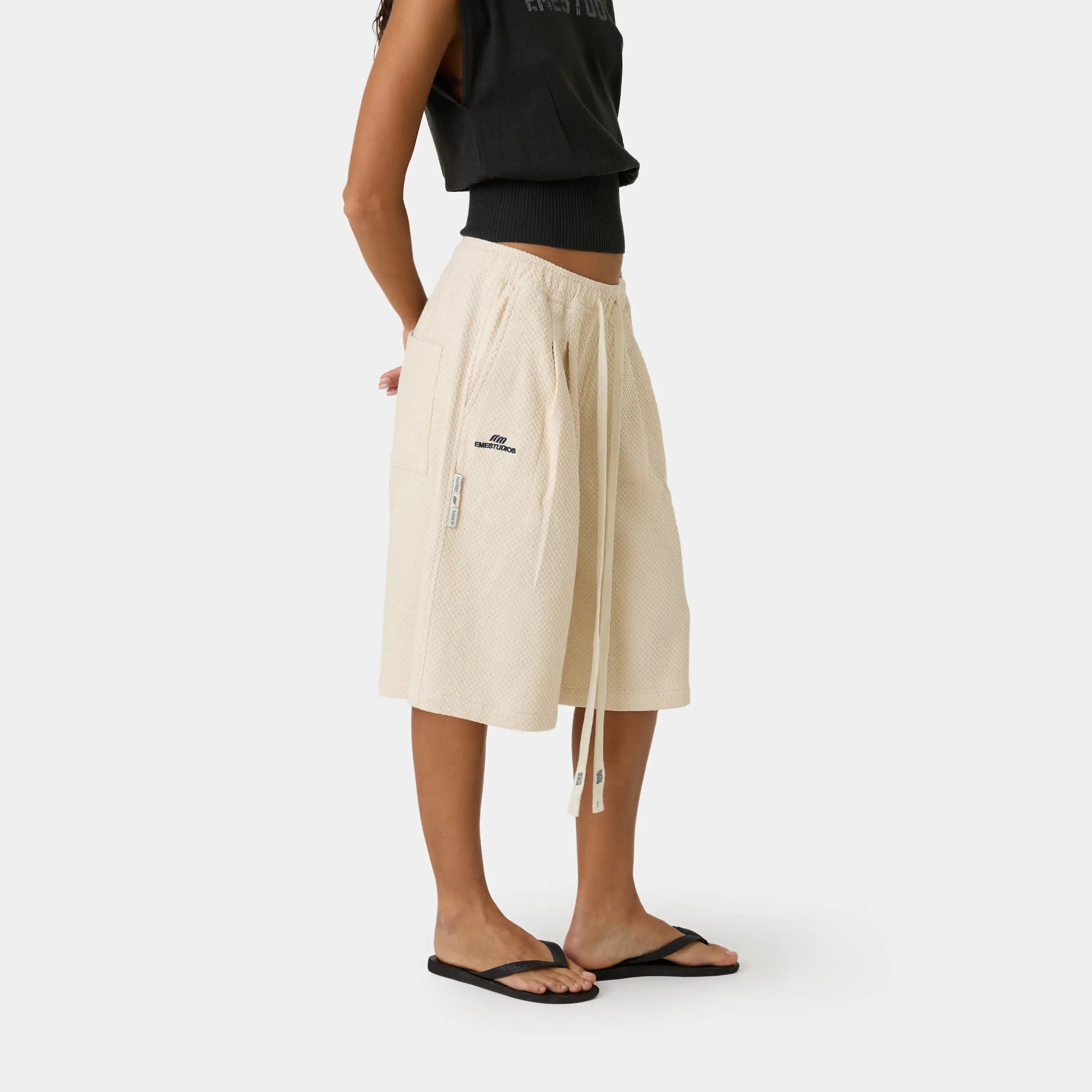 Casse Off Sand Waffle Jorts Shorts Eme Studios