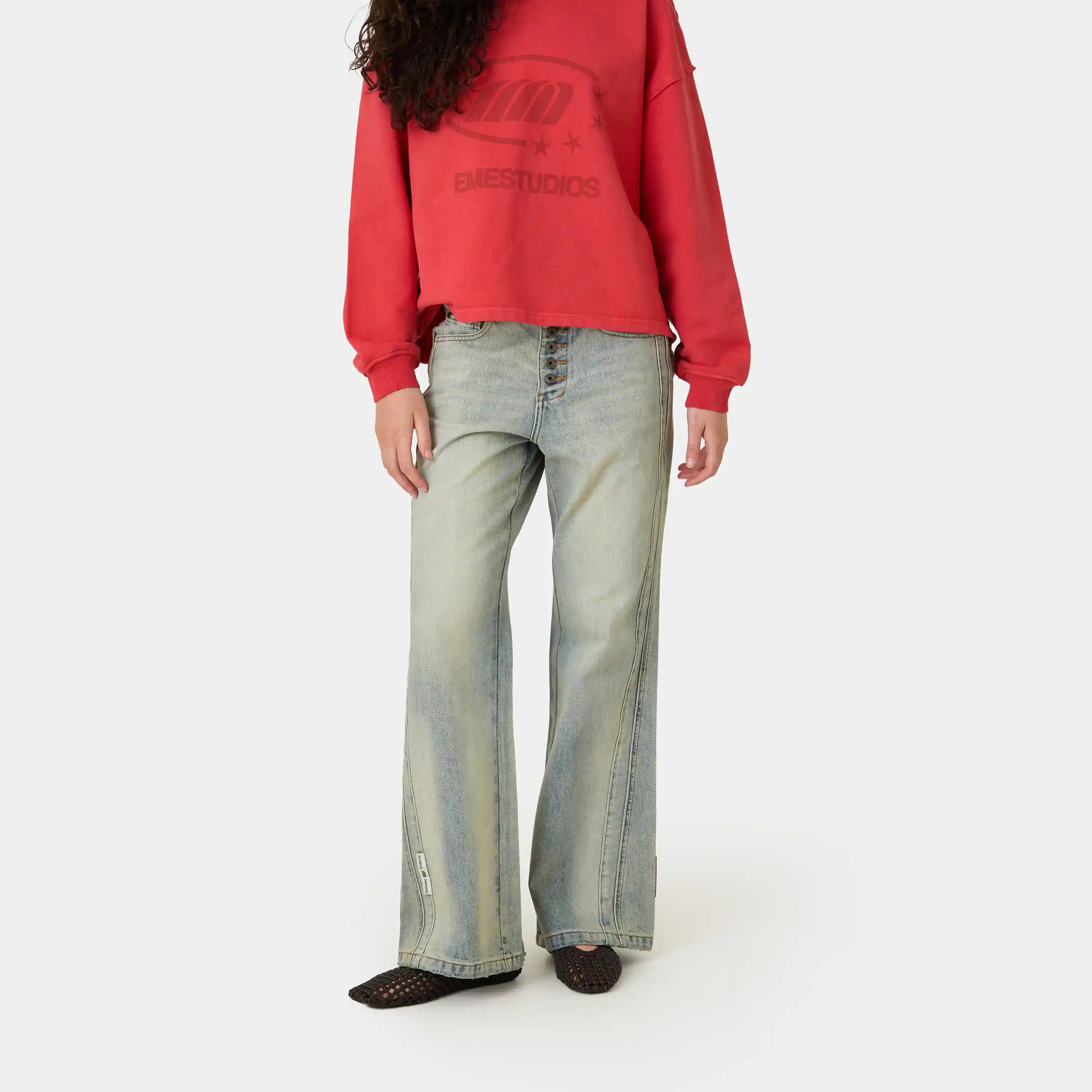 Vitel Flared Blue Denim Pants Pants Eme Studios