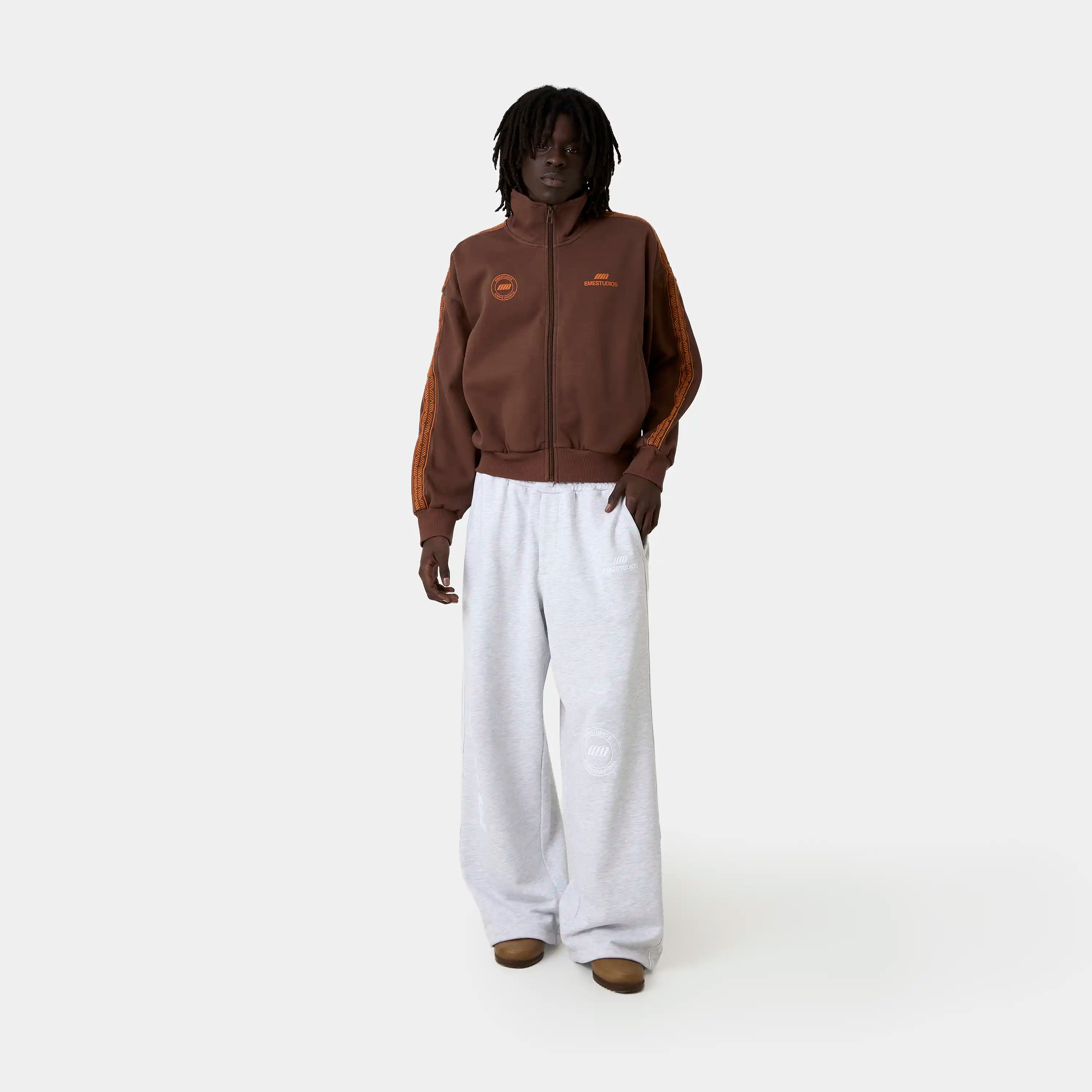 Cove Fawn Track Full Zip Crewneck Eme Studios