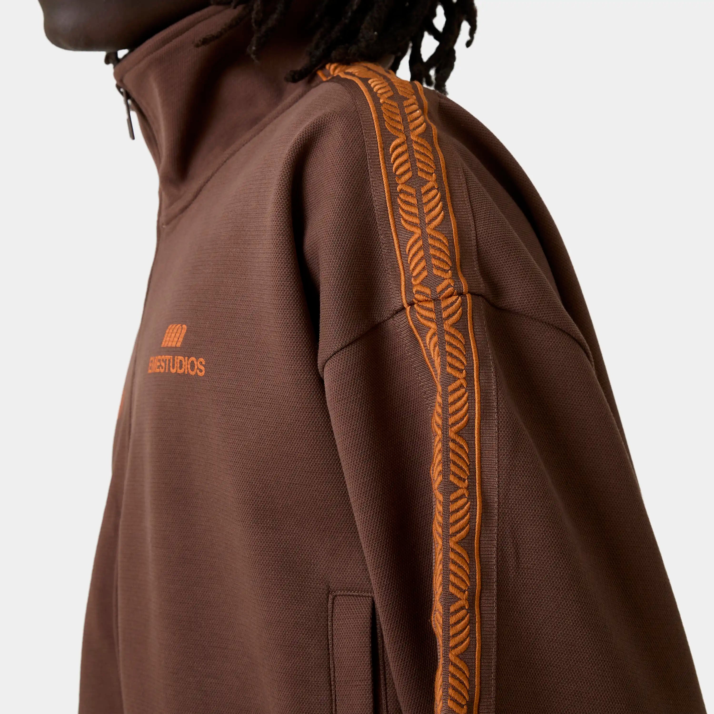 Cove Fawn Track Full Zip Crewneck Eme Studios