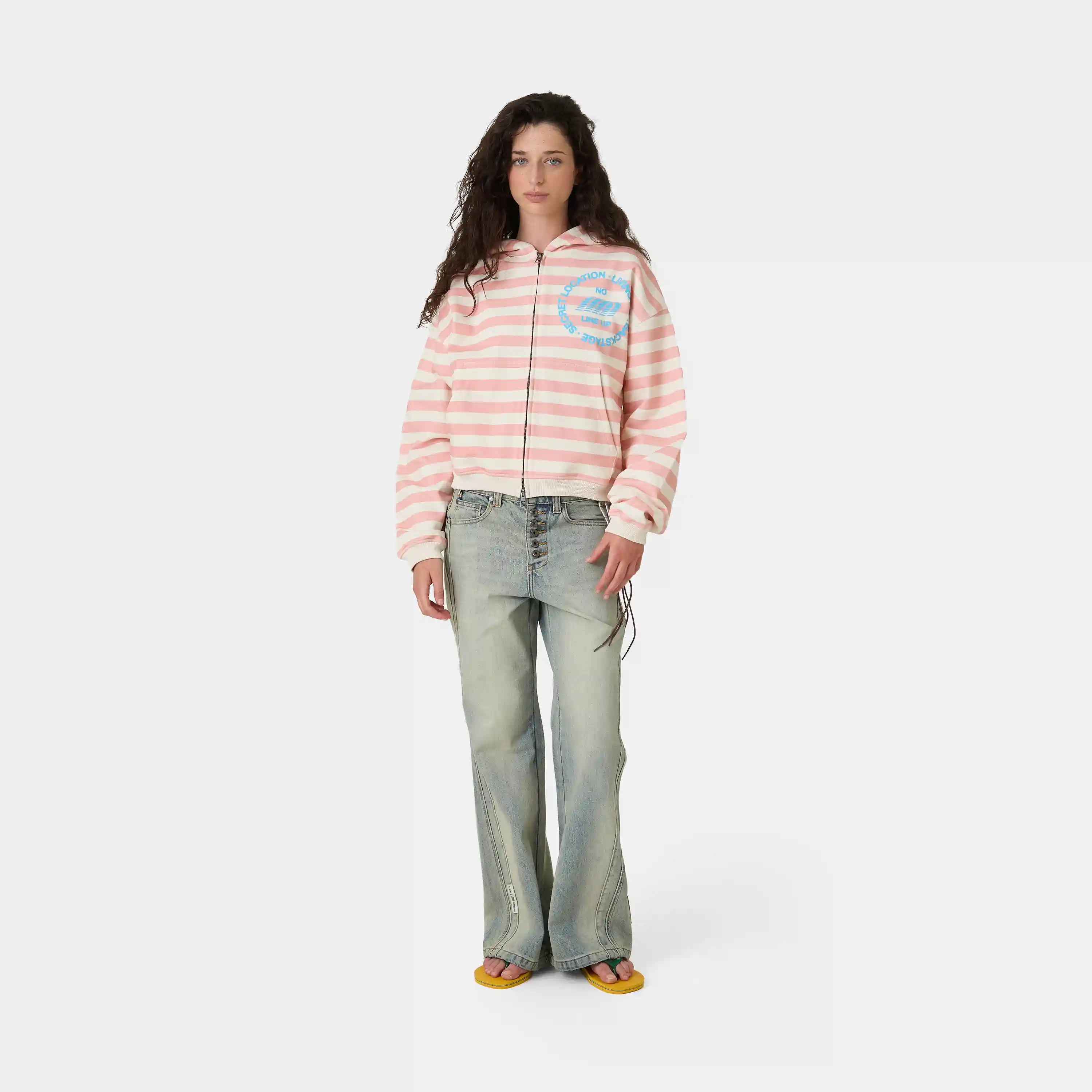Wander Pink Cropped Boxy Full Zip Hoodies Eme Studios
