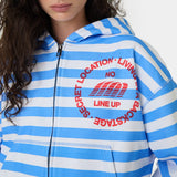 Wander Blue Cropped Boxy Full Zip Hoodies Eme Studios