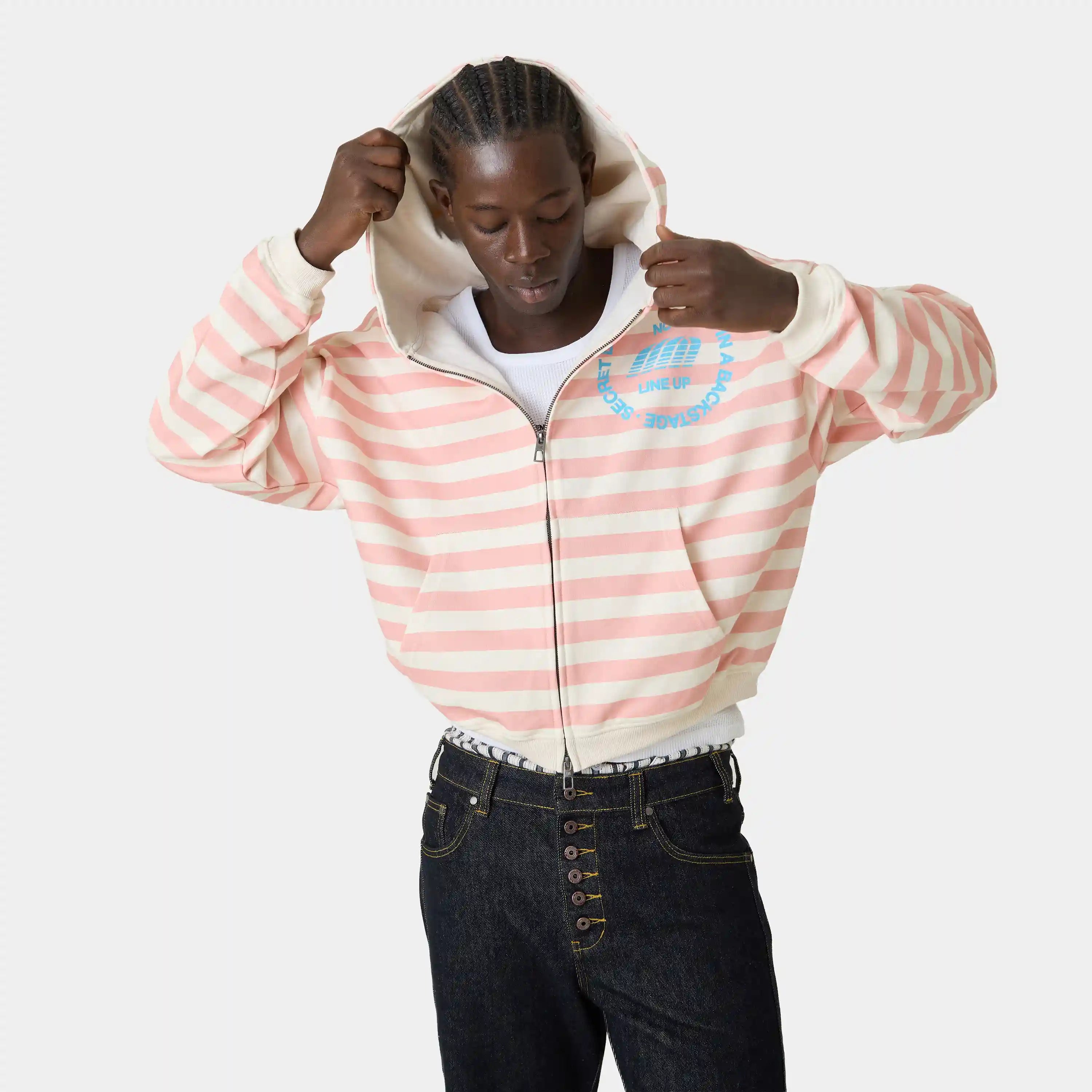 Wander Pink Cropped Boxy Full Zip Hoodies Eme Studios