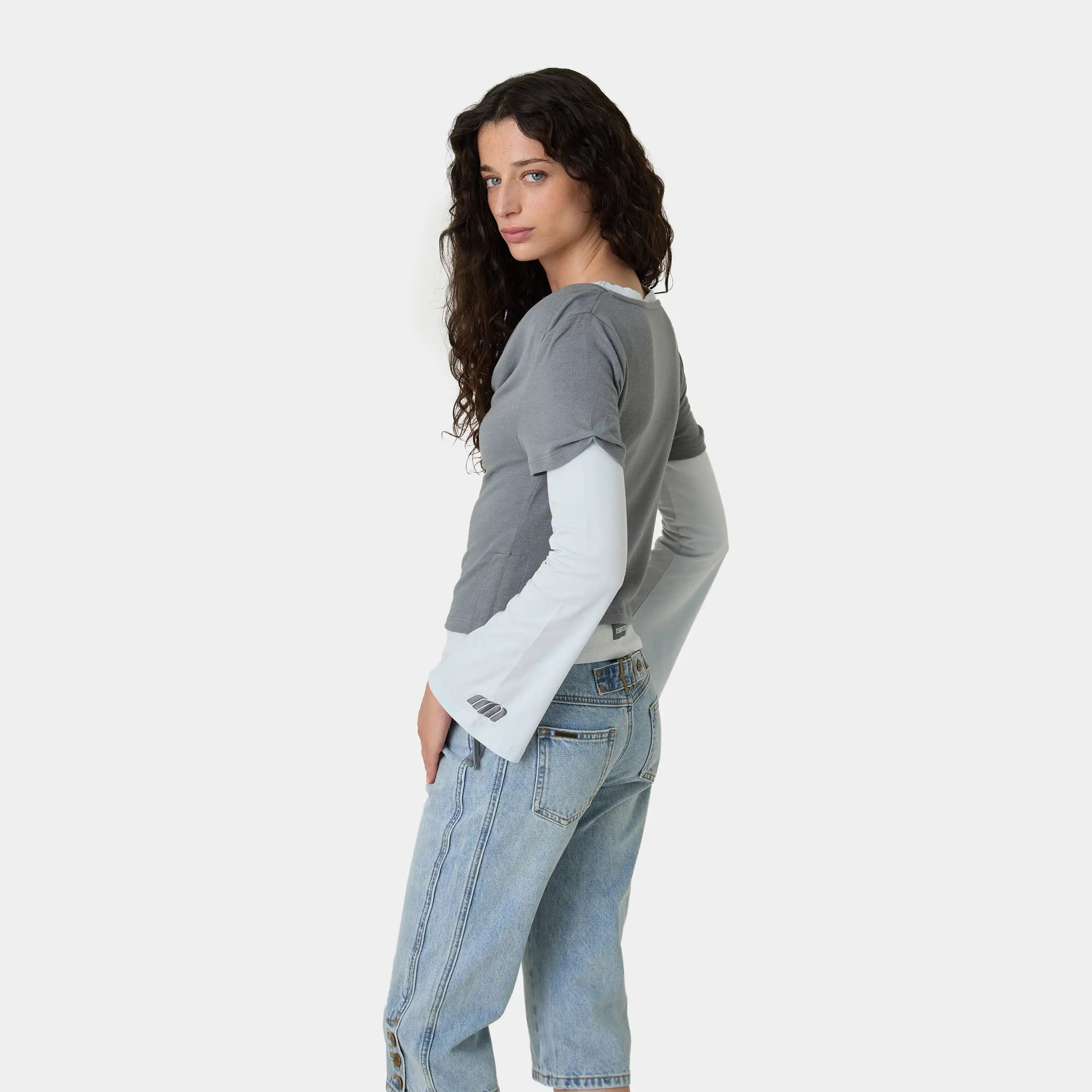 Double Trouble Anthracite Long Sleeve Woman T-Shirts Eme Studios