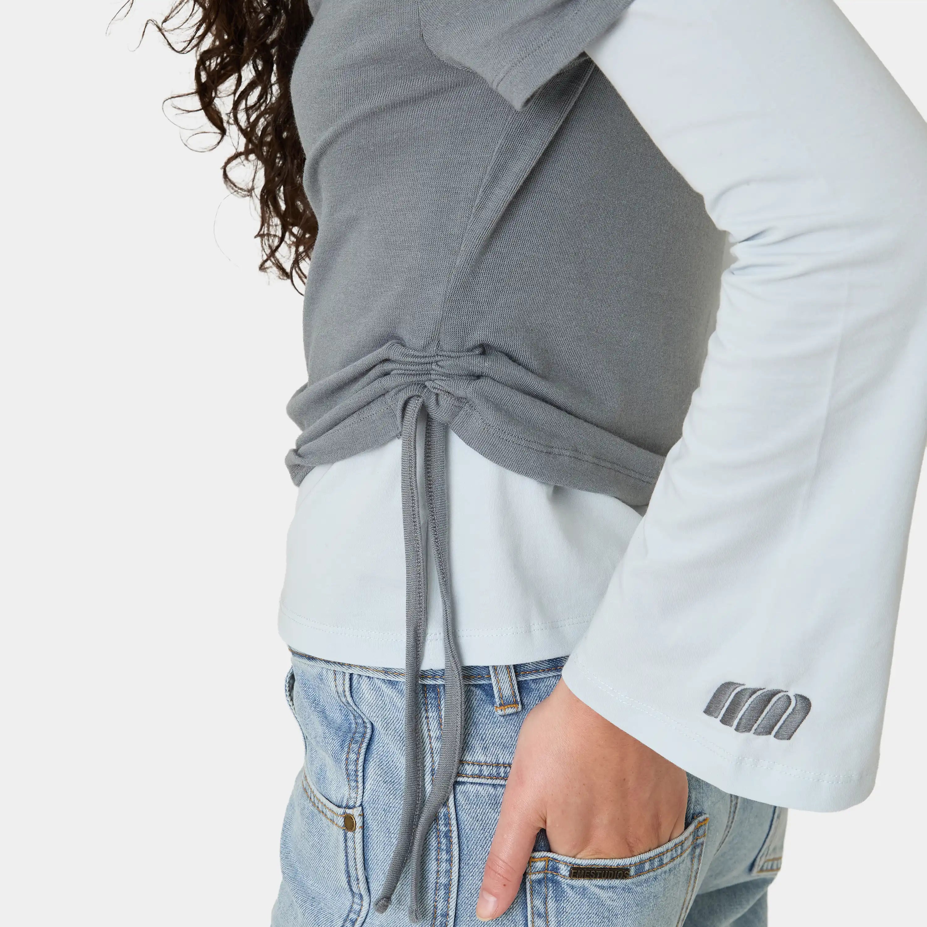 Double Trouble Anthracite Long Sleeve Woman T-Shirts Eme Studios