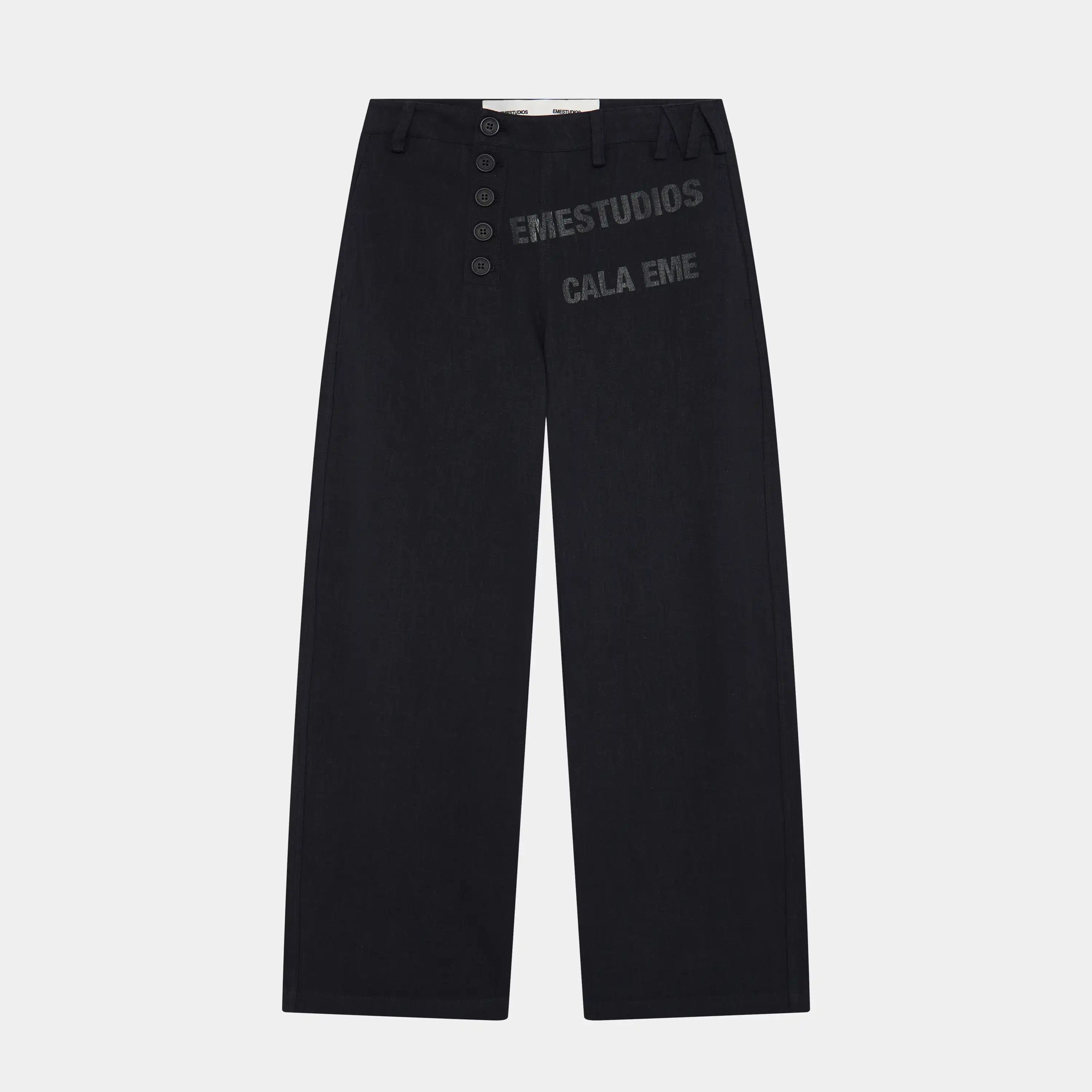 Mat Navy Balloon Linen Pants