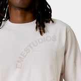 Frayed Pocket Off Sand Long Sleeve T-shirts Eme Studios