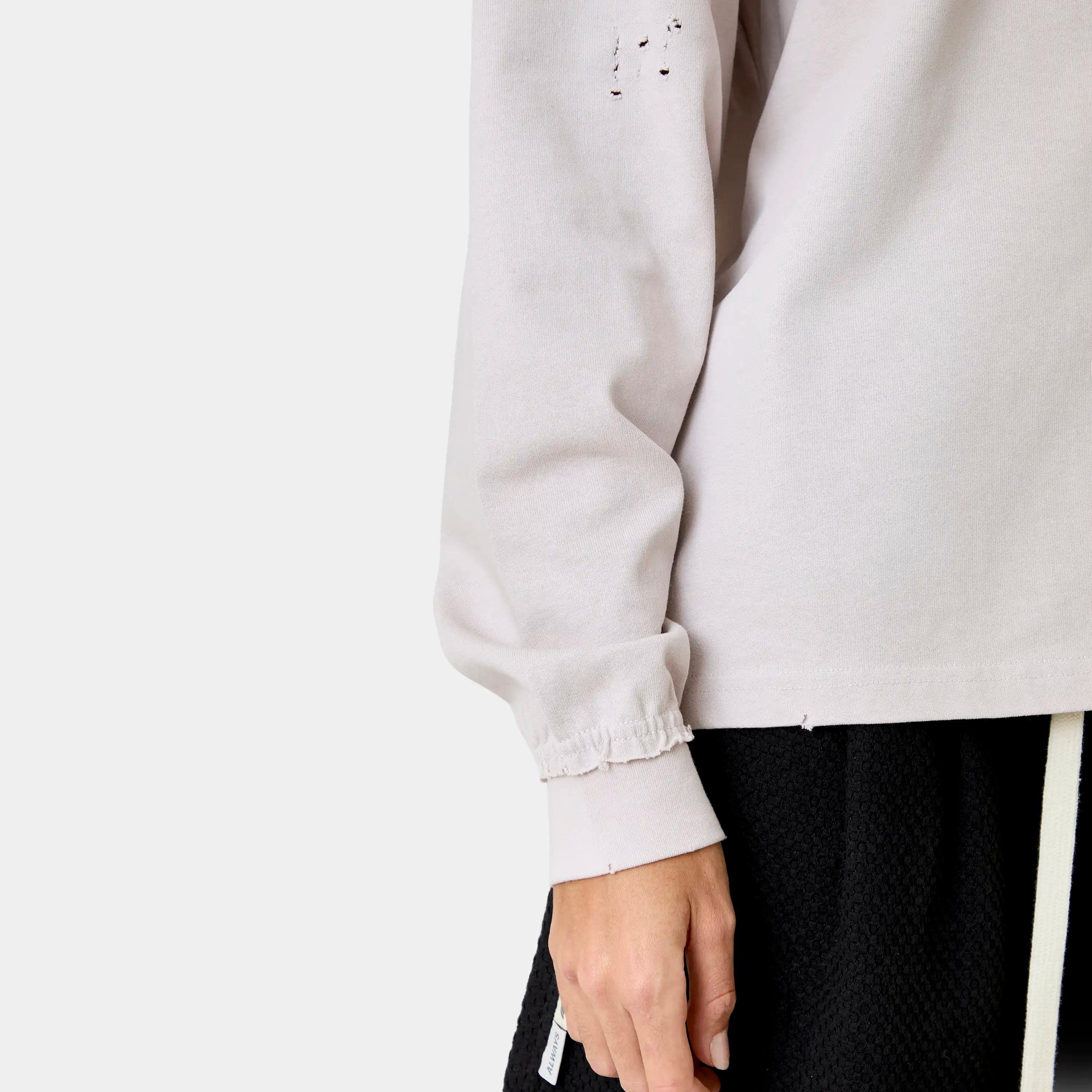 Frayed Pocket Off Sand Long Sleeve T-shirts Eme Studios